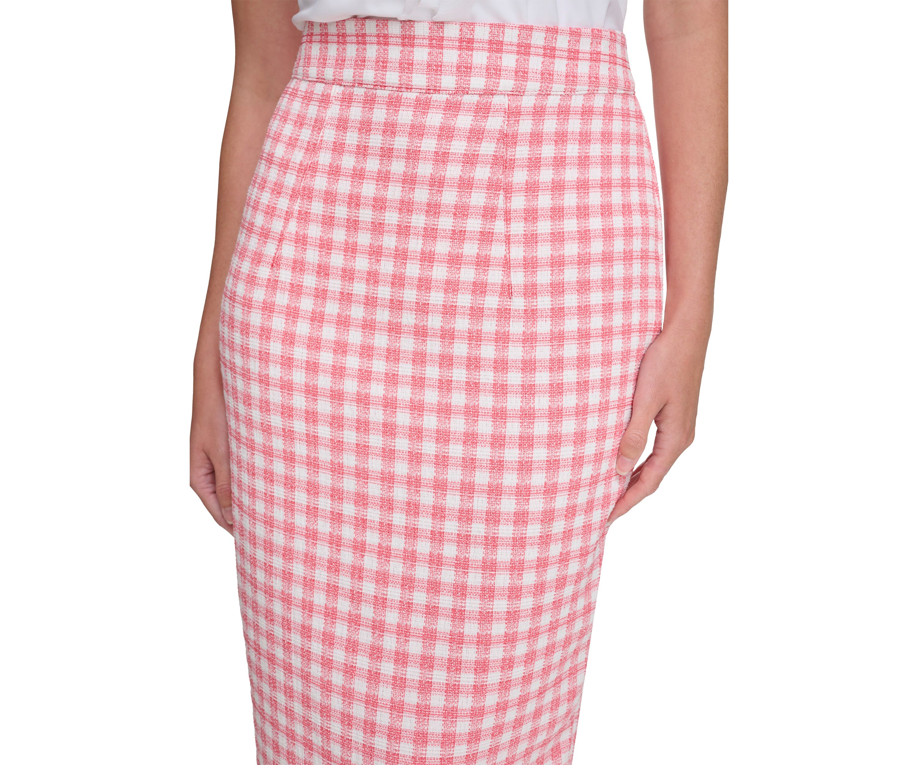 Womens Gingham Pencil Skirt