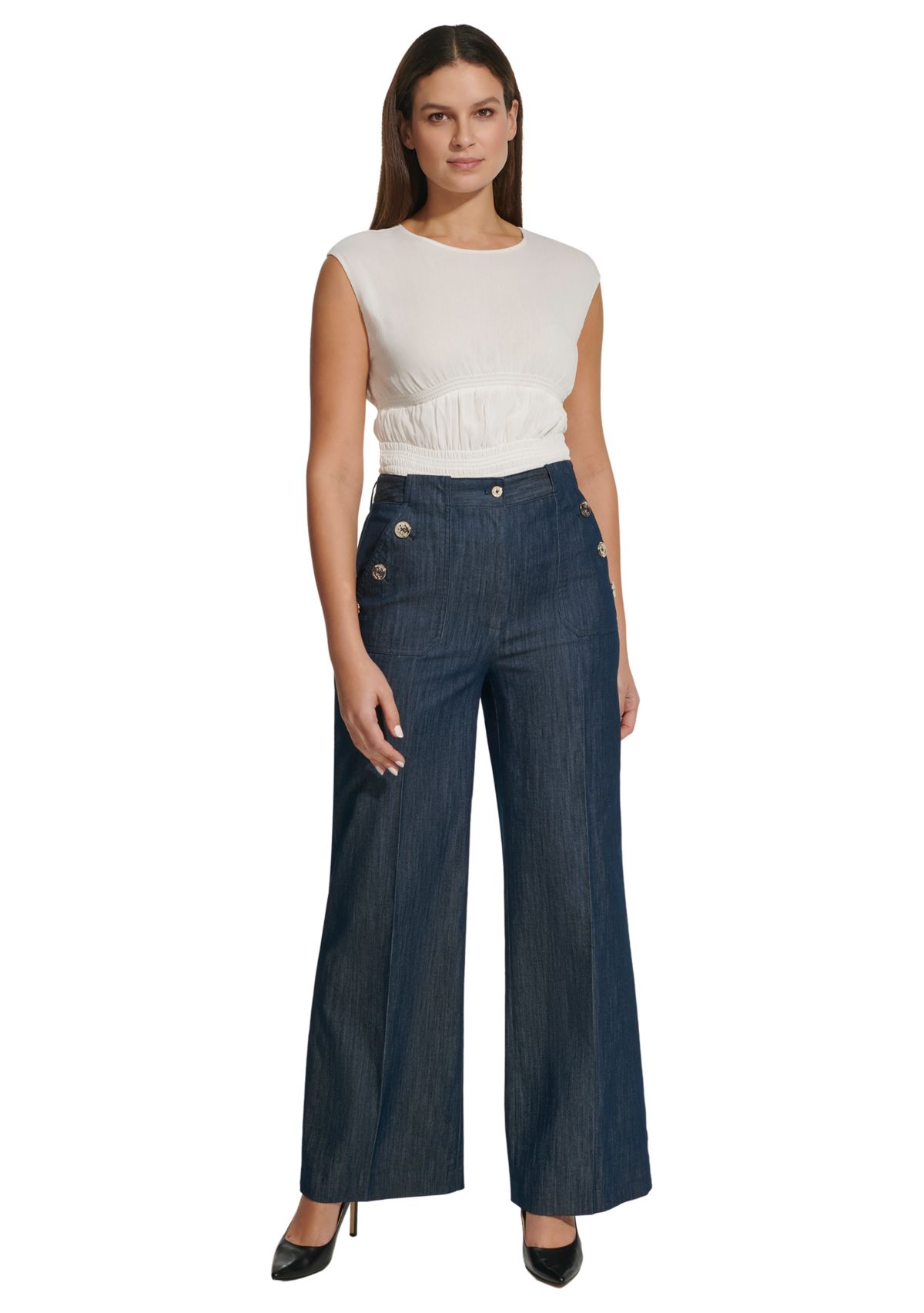 Womens Denim Sailor Pants