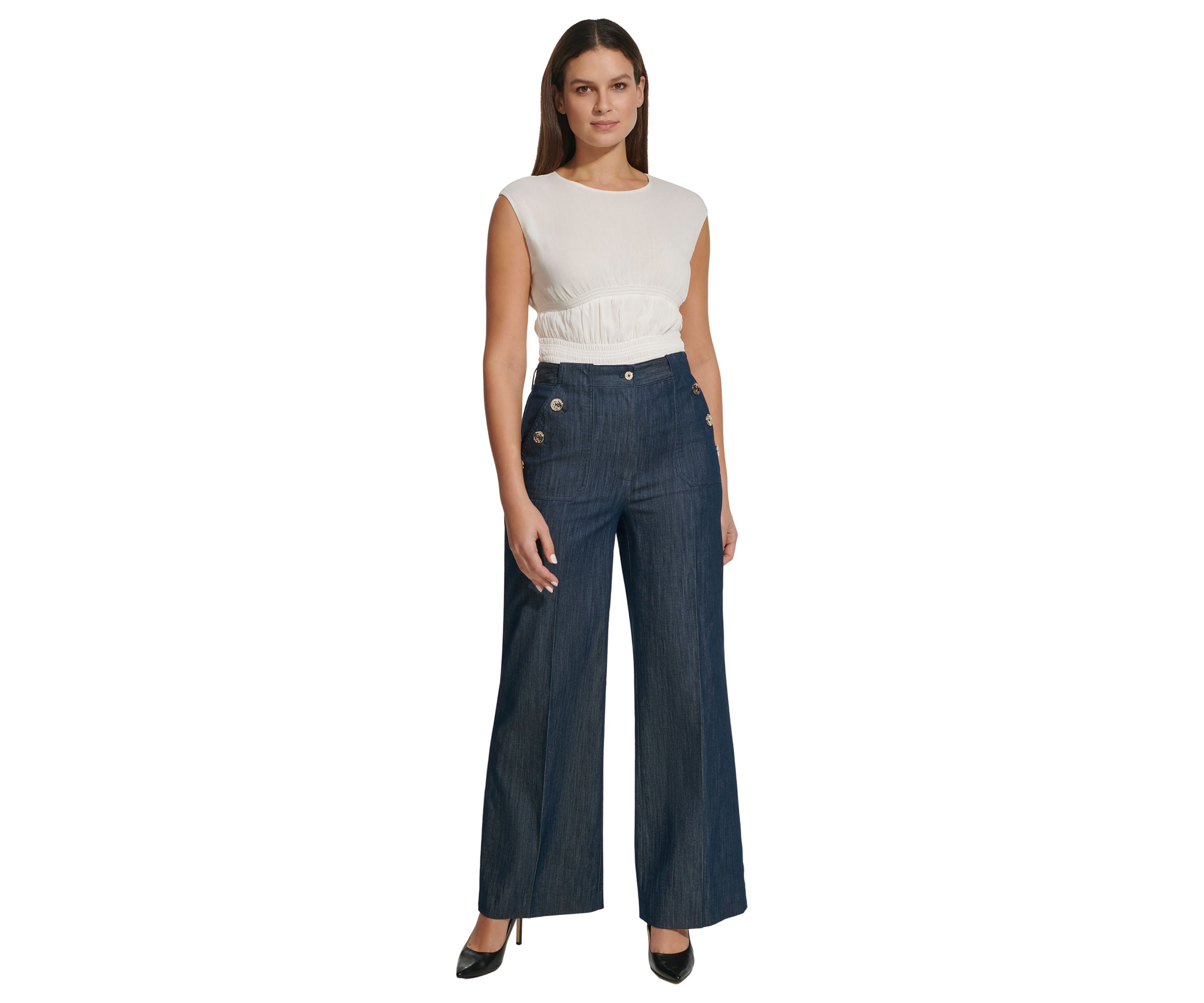Womens Denim Sailor Pants