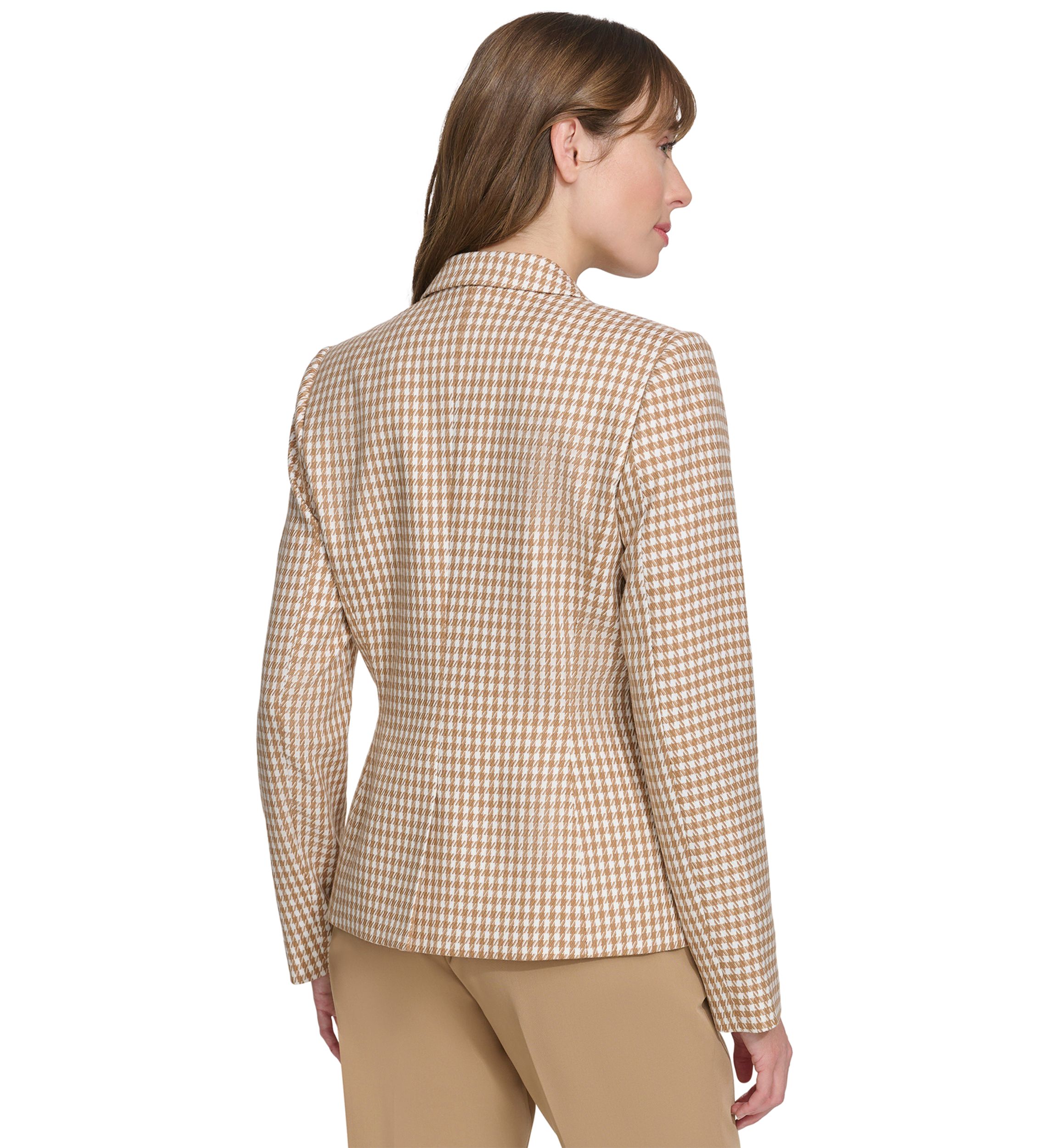 Womens One Button Houndstooth Blazer
