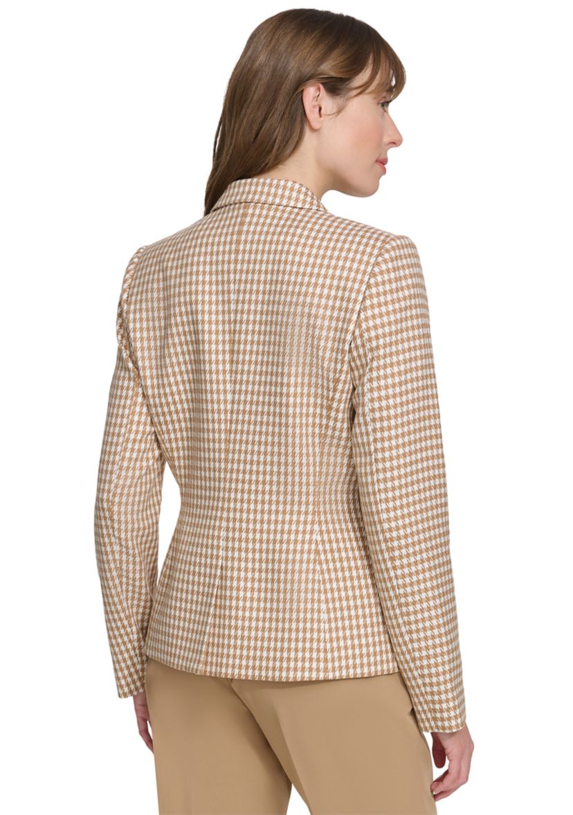 Womens One Button Houndstooth Blazer