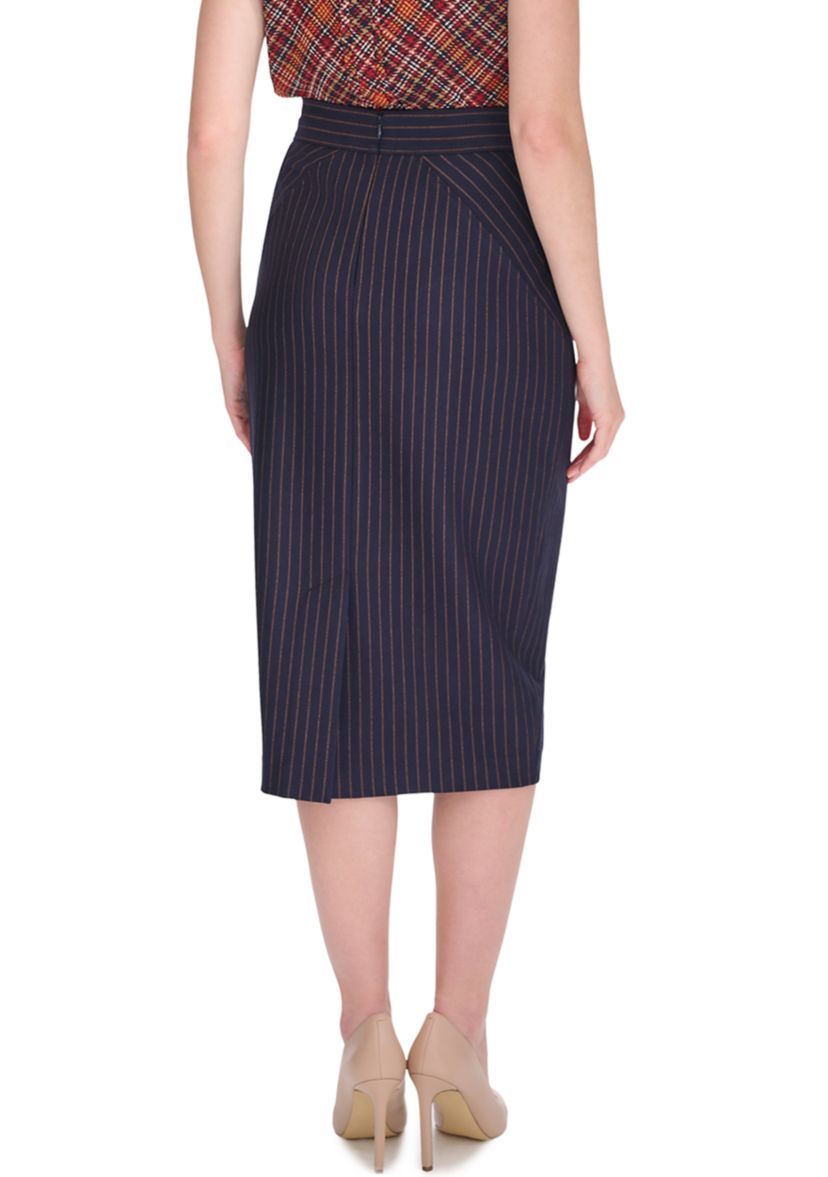 Womens Pinstripe Midi Ponte Skirt