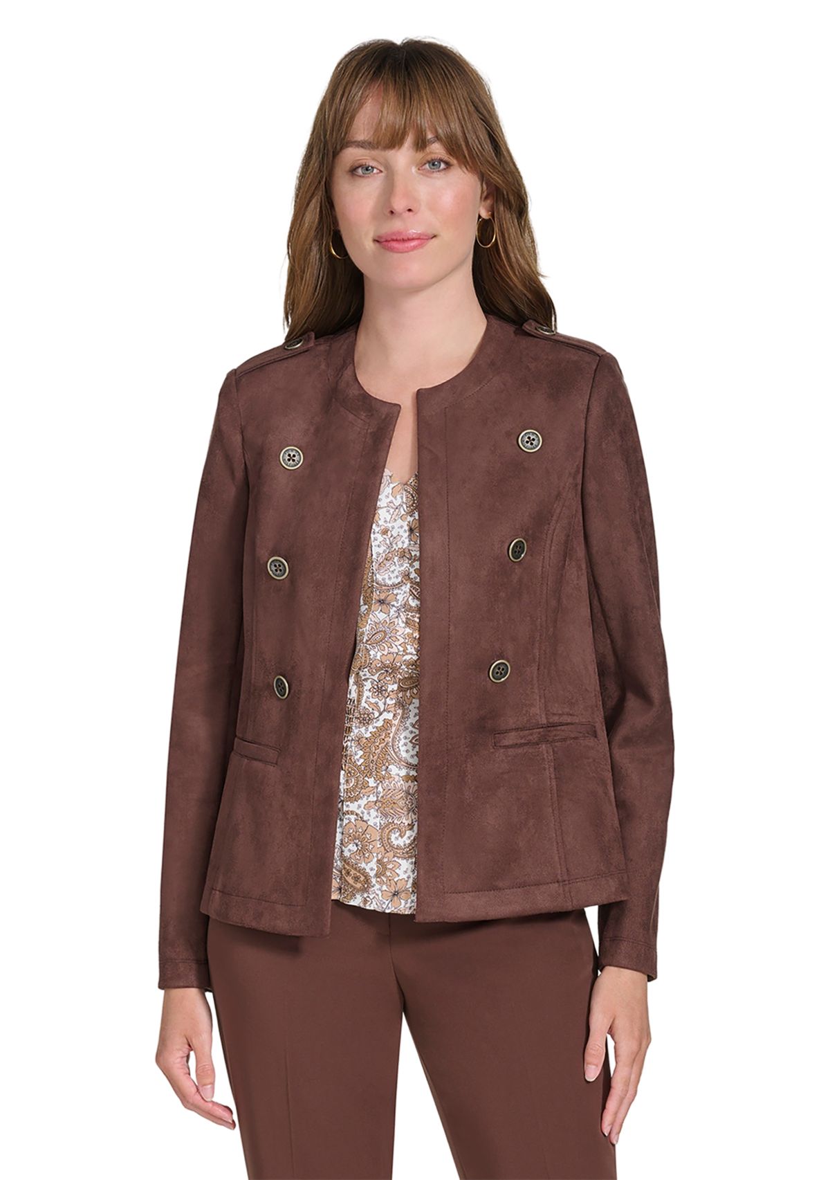 Womens Faux Suede Band Jacket