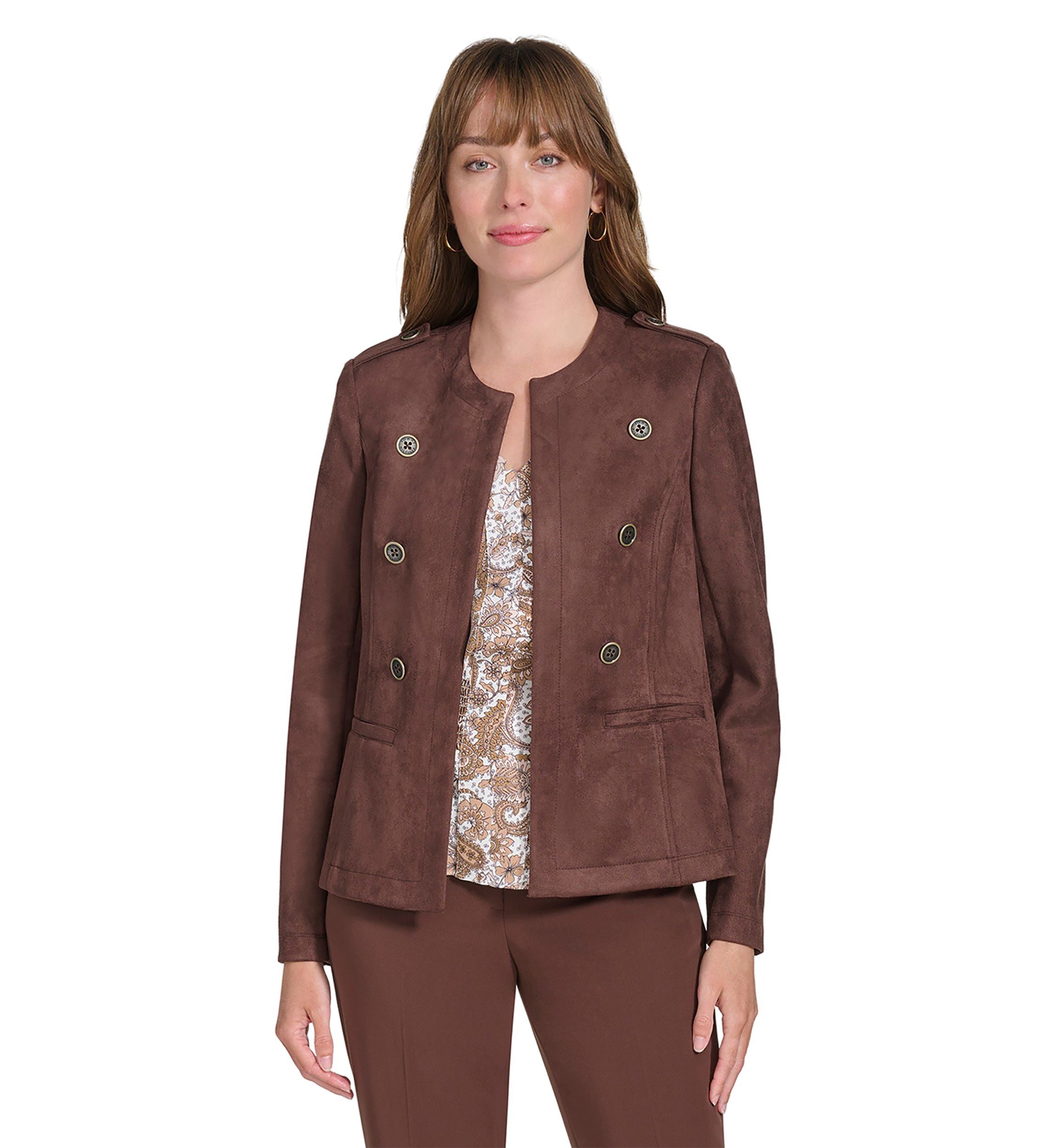 Womens Faux Suede Band Jacket