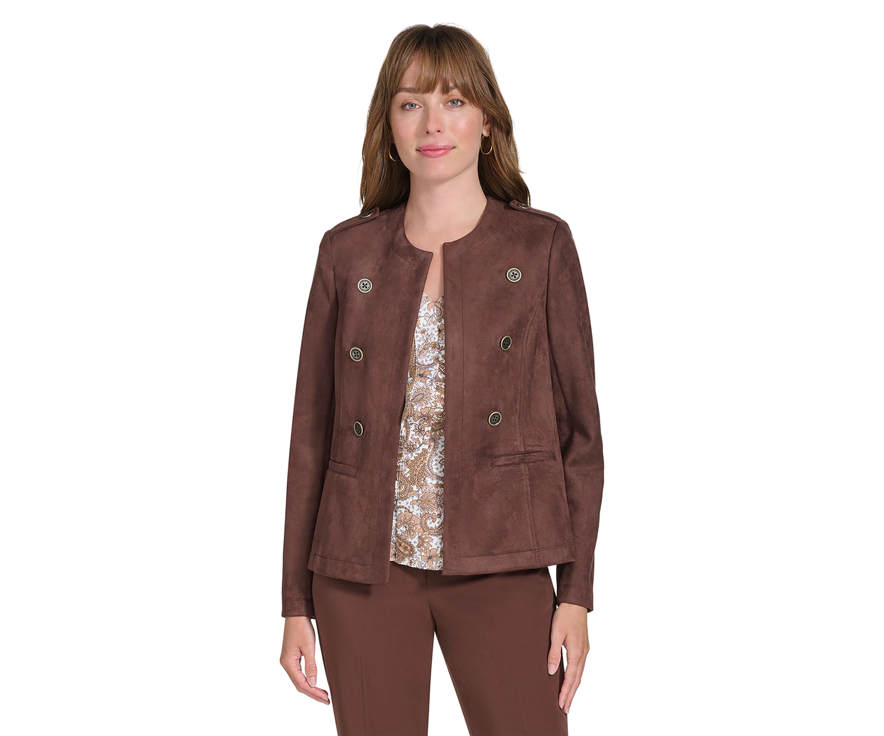 Womens Faux Suede Band Jacket