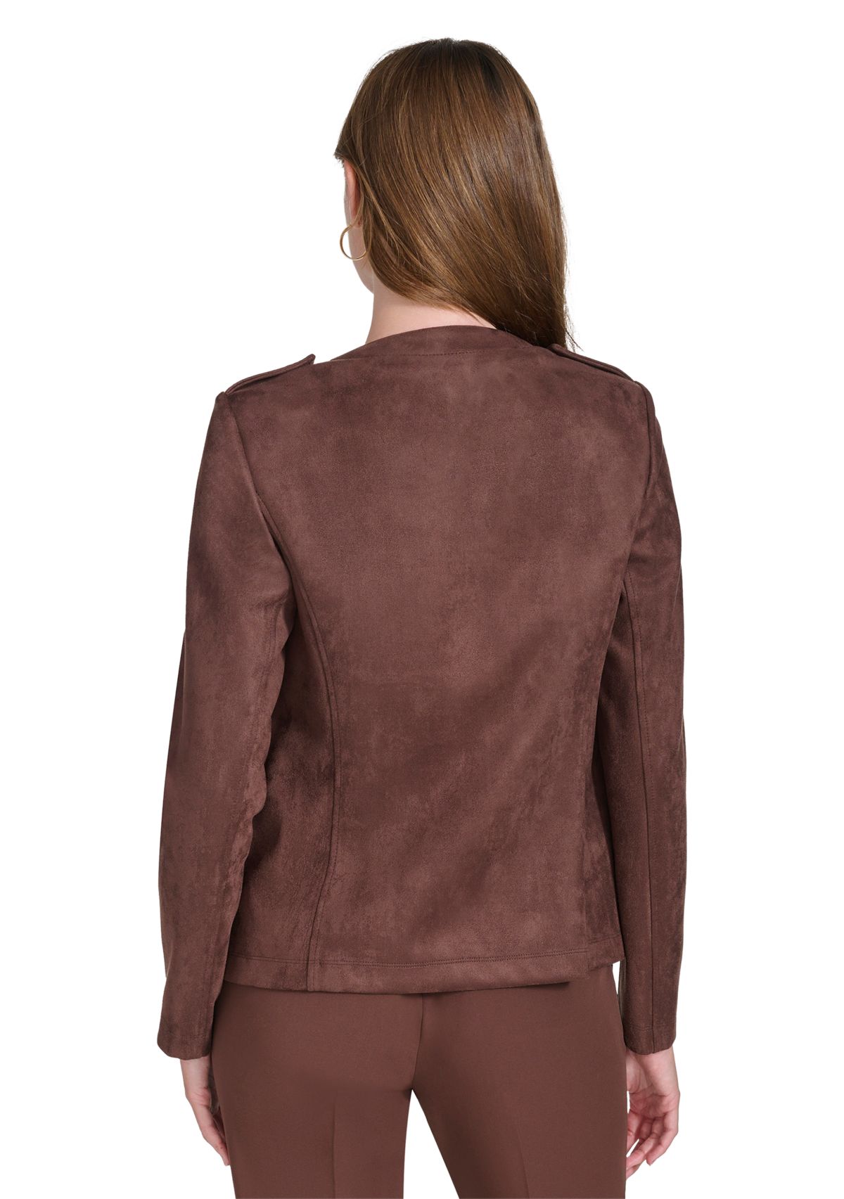 Womens Faux Suede Band Jacket