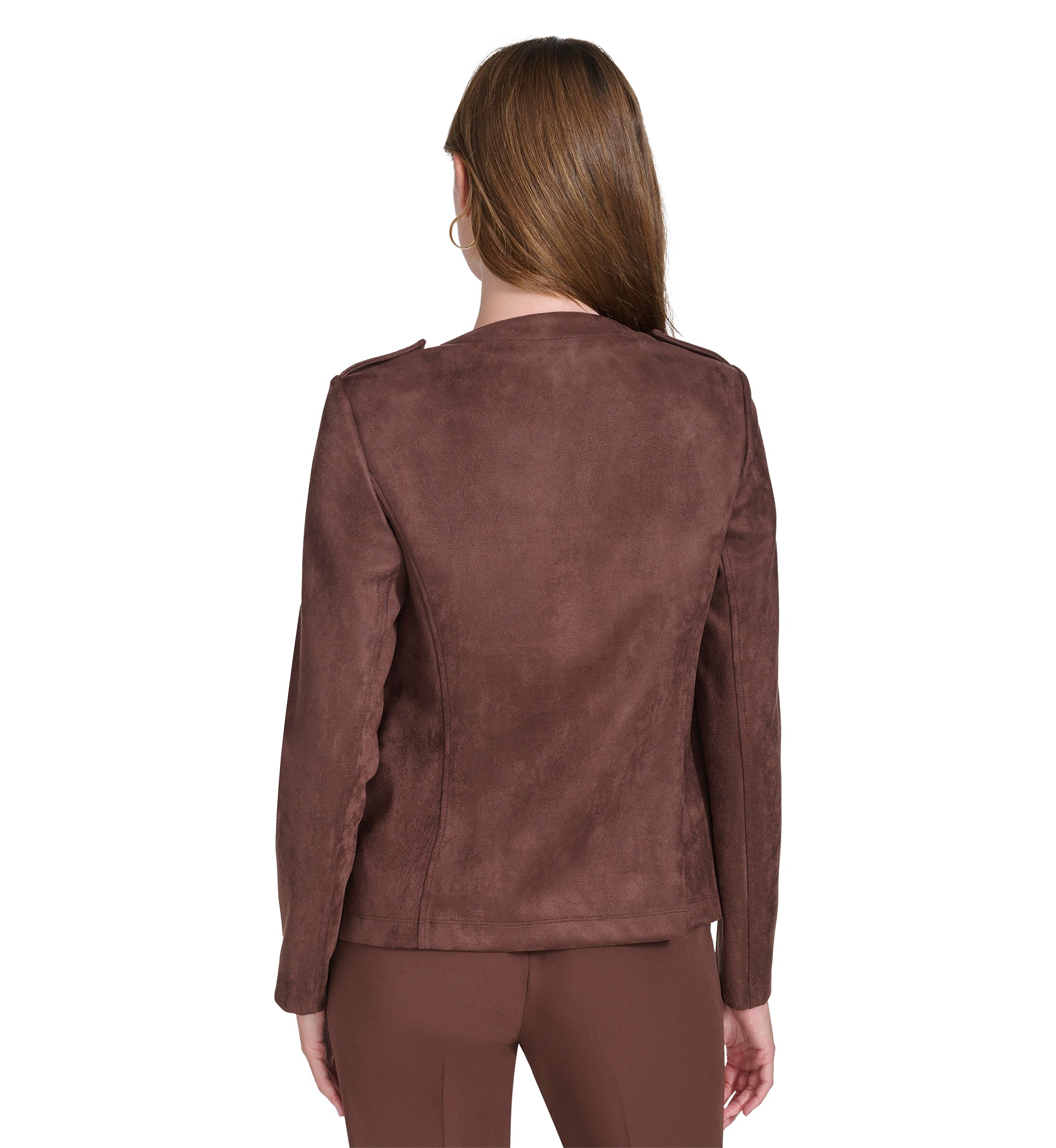 Womens Faux Suede Band Jacket