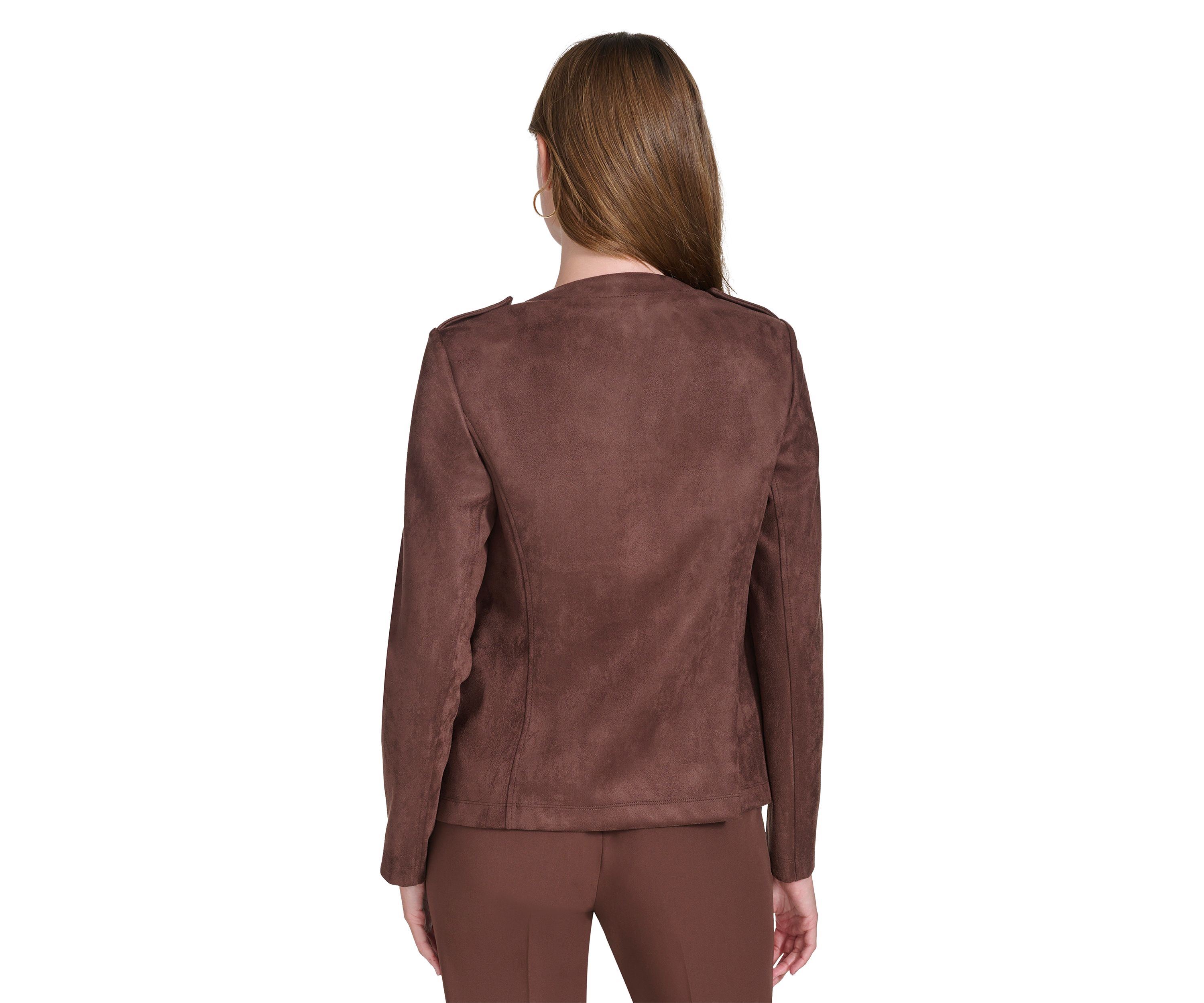 Womens Faux Suede Band Jacket