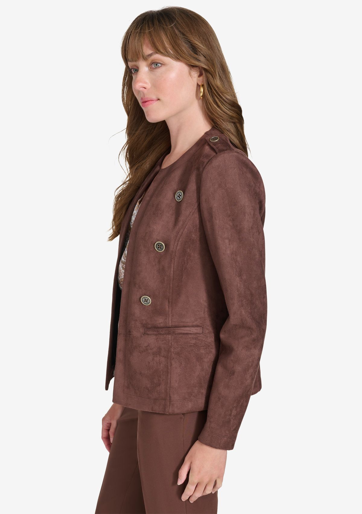 Womens Faux Suede Band Jacket
