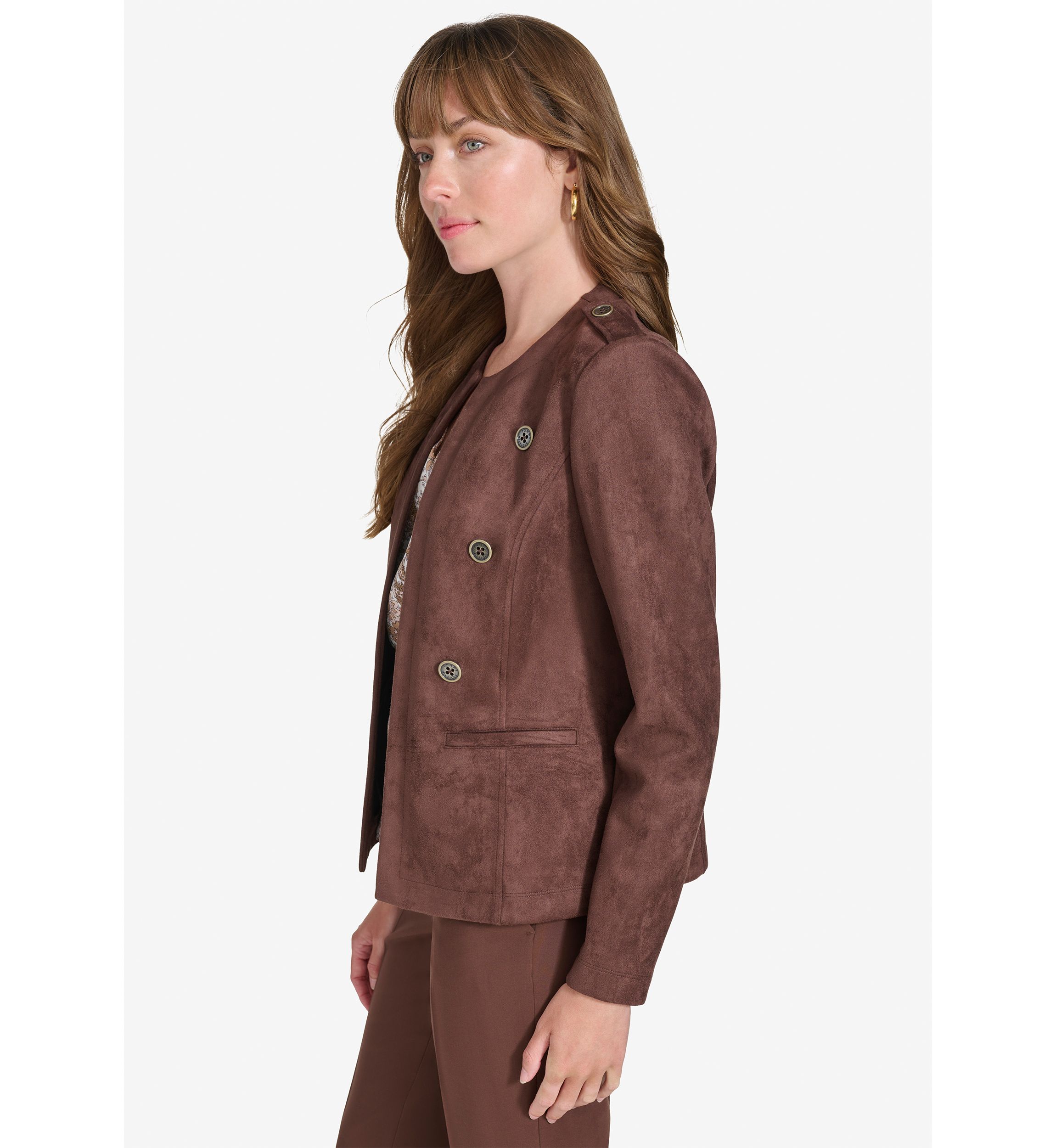 Womens Faux Suede Band Jacket