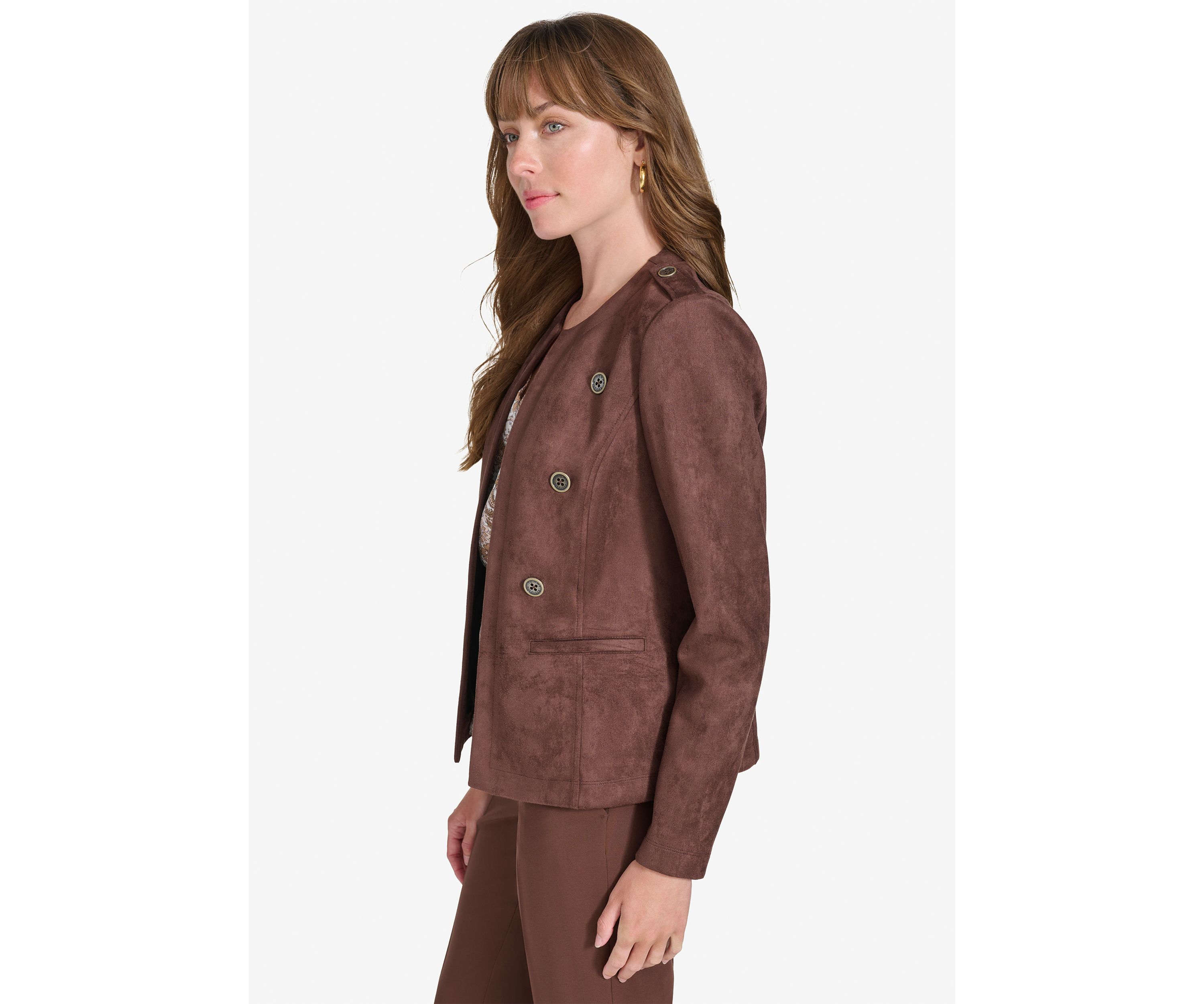 Womens Faux Suede Band Jacket