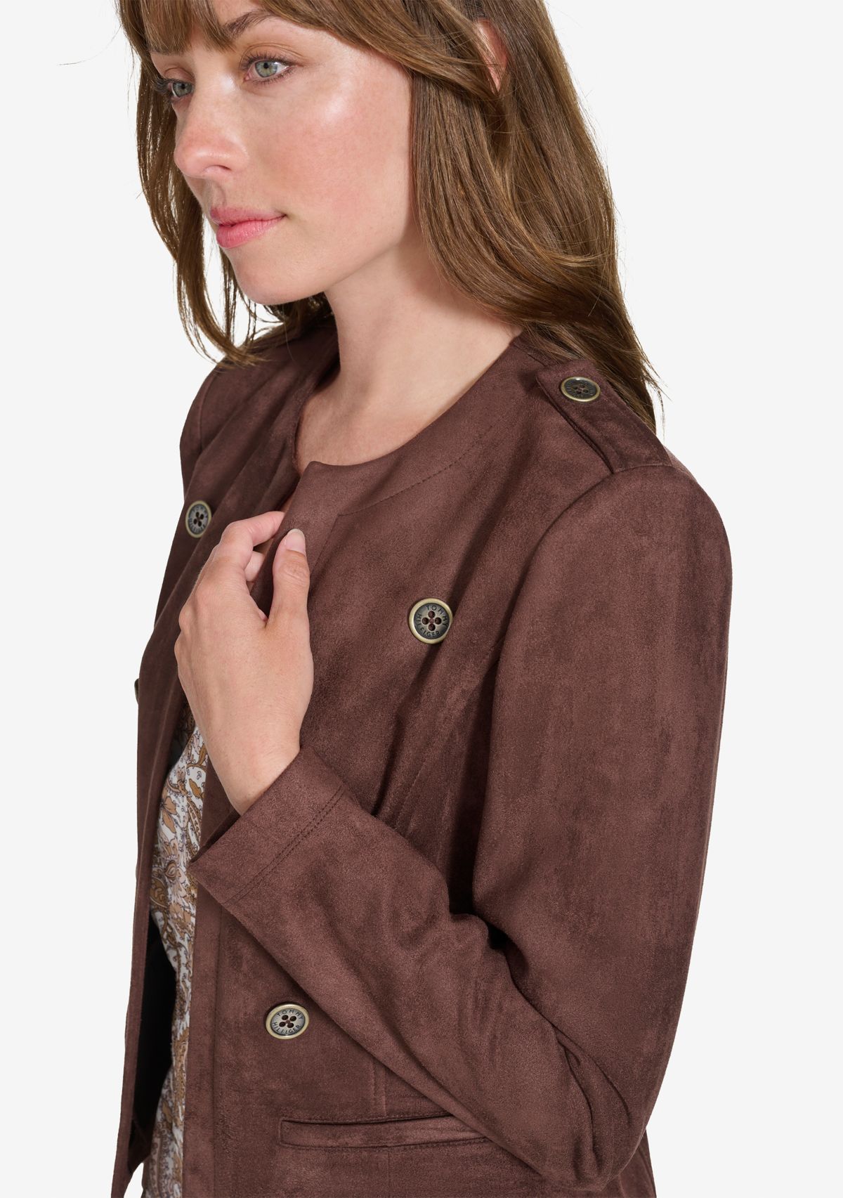 Womens Faux Suede Band Jacket