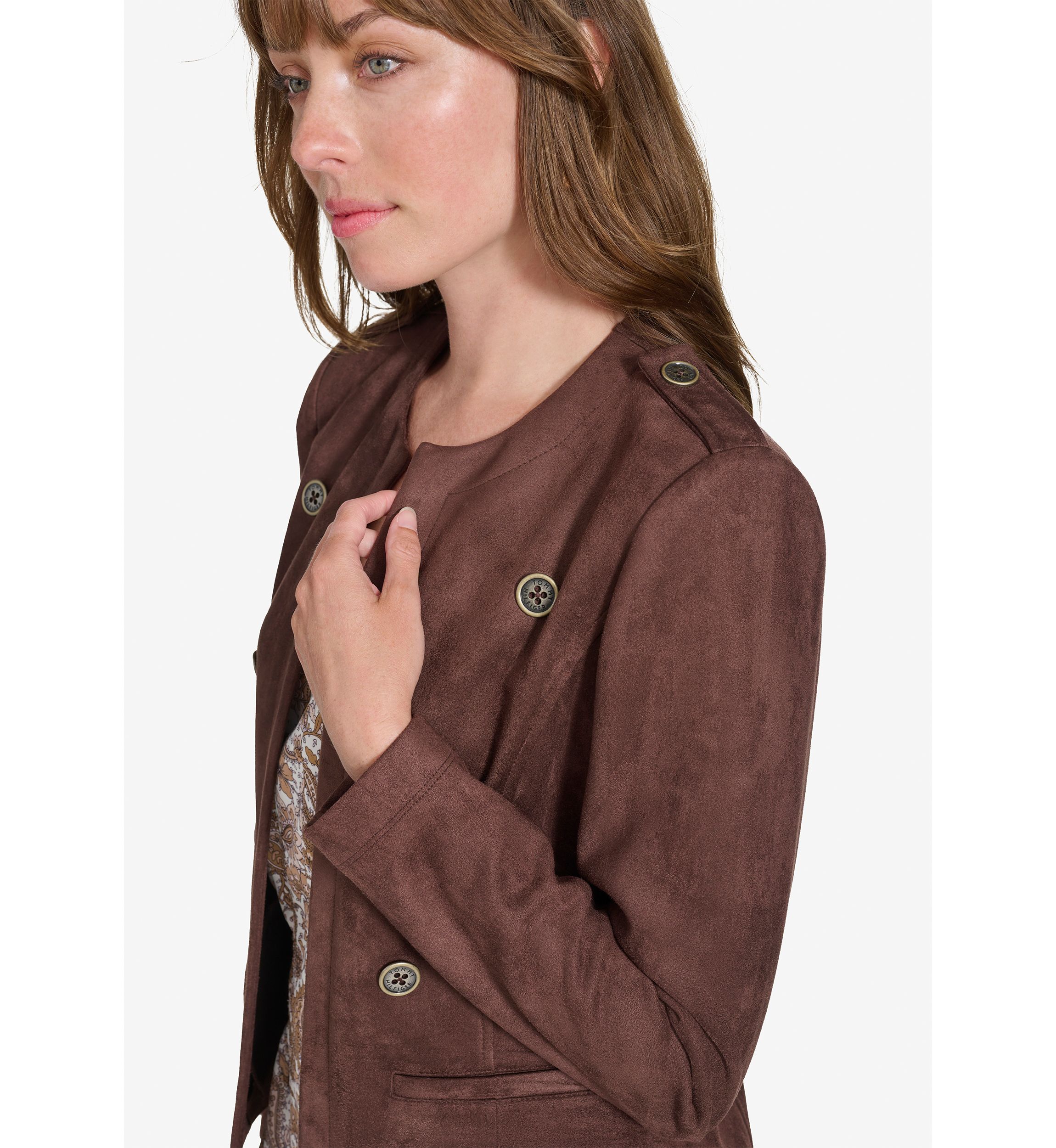 Womens Faux Suede Band Jacket