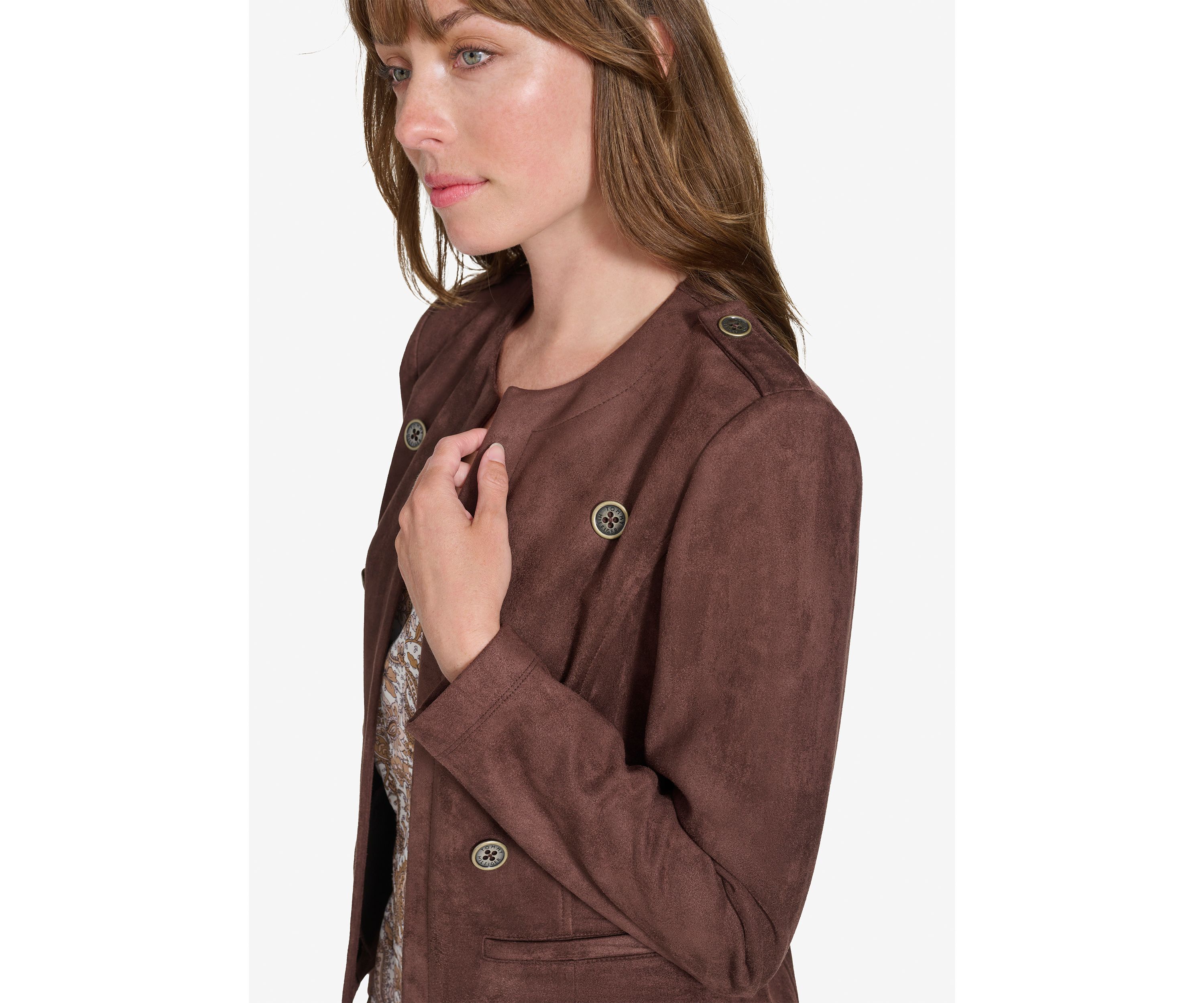 Womens Faux Suede Band Jacket