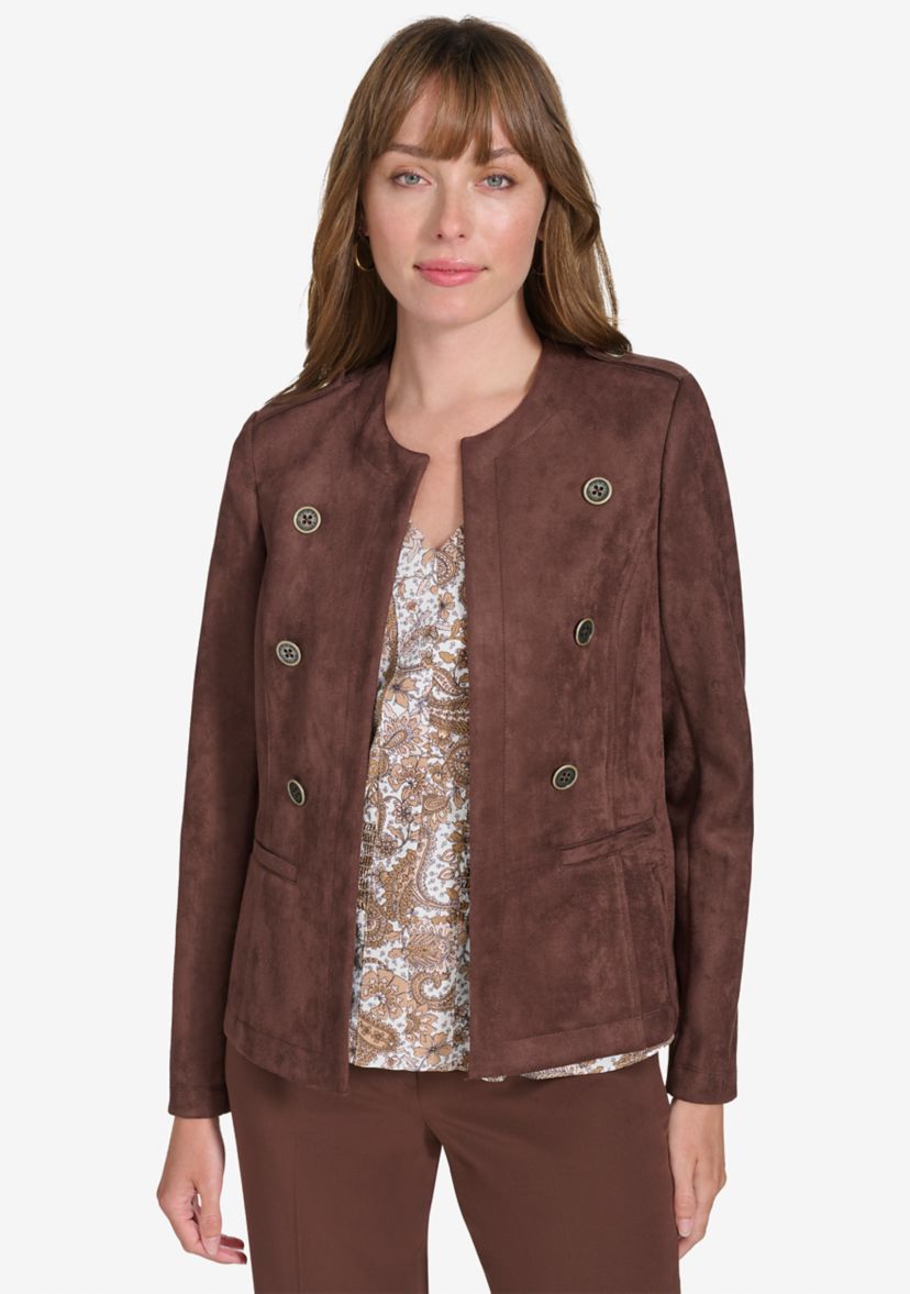 Womens Faux Suede Band Jacket