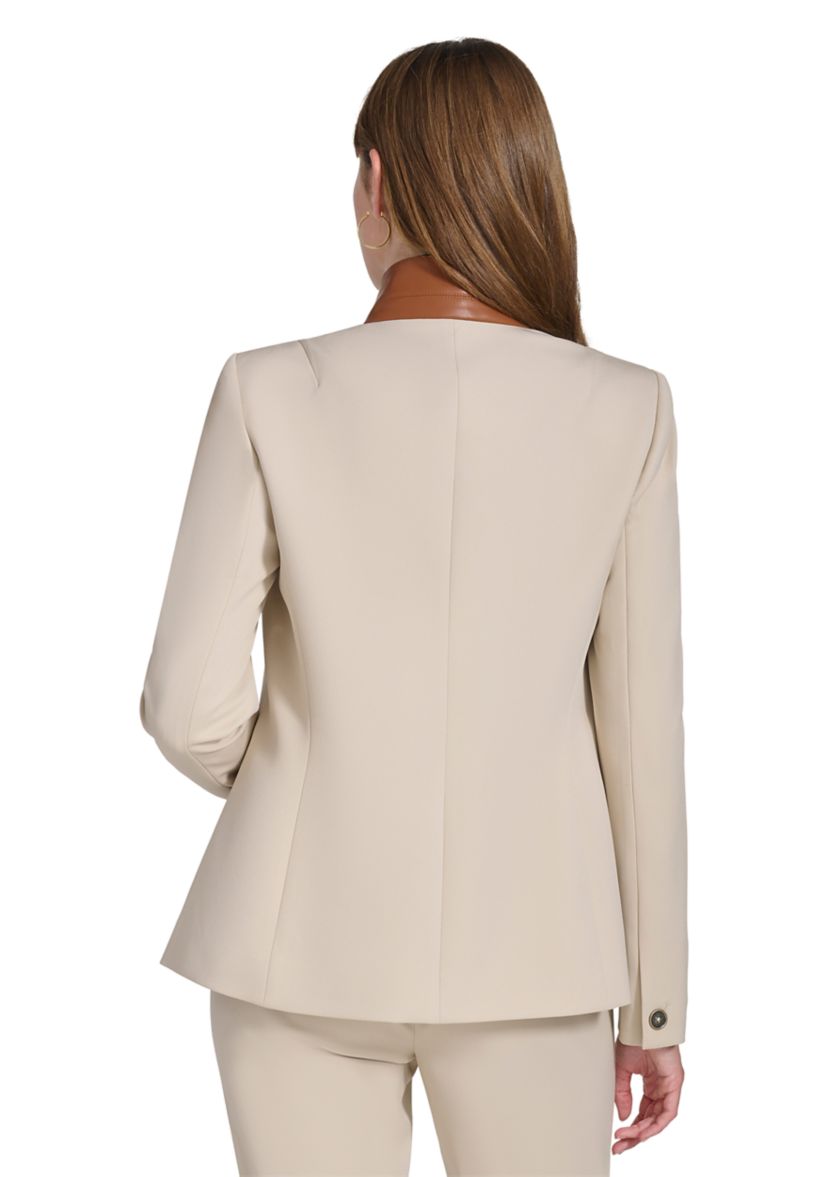 Womens Riding Jacket with Faux Leather Trim