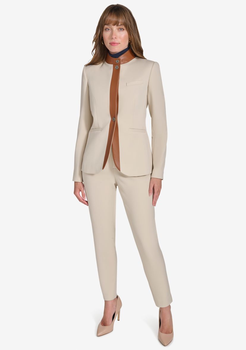 Womens Riding Jacket with Faux Leather Trim