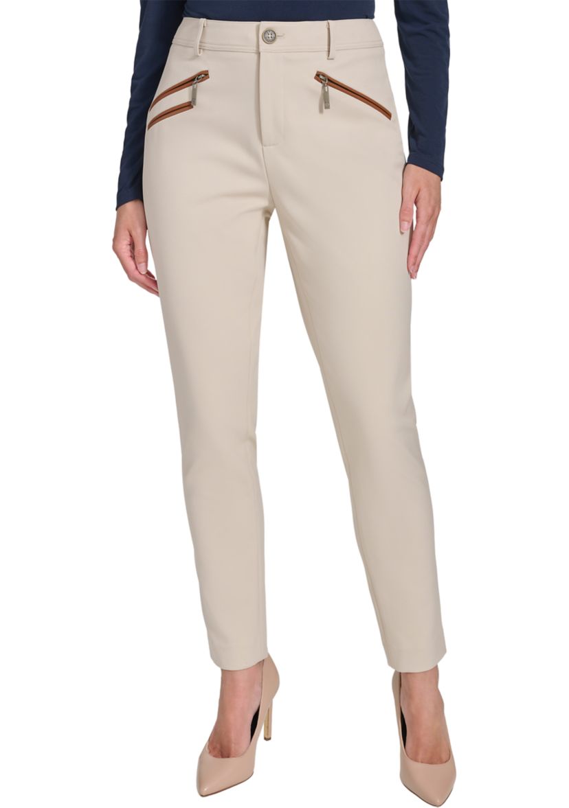 Womens Slim Ankle Pant with Zipper Pockets