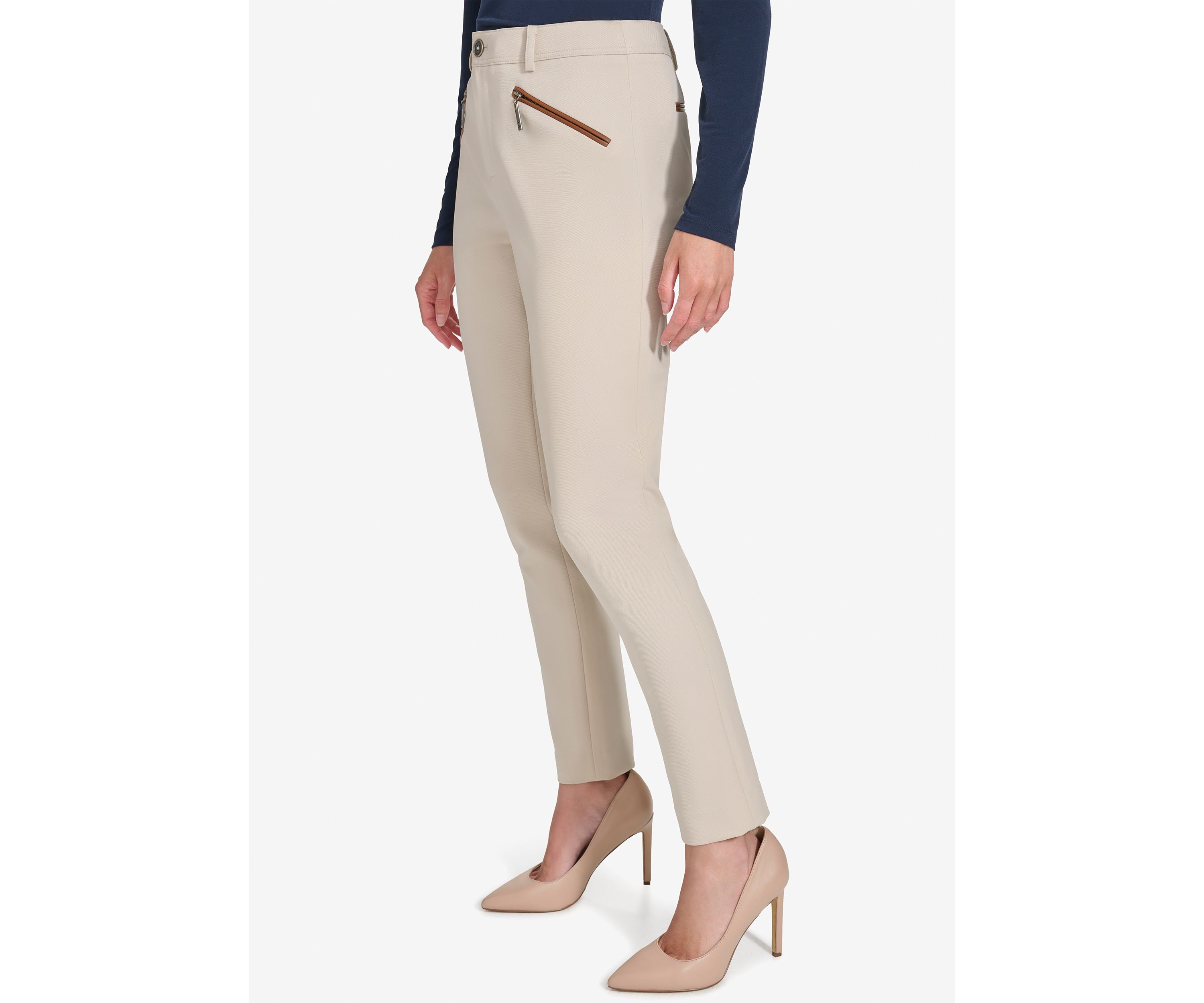 Womens Slim Ankle Pant with Zipper Pockets
