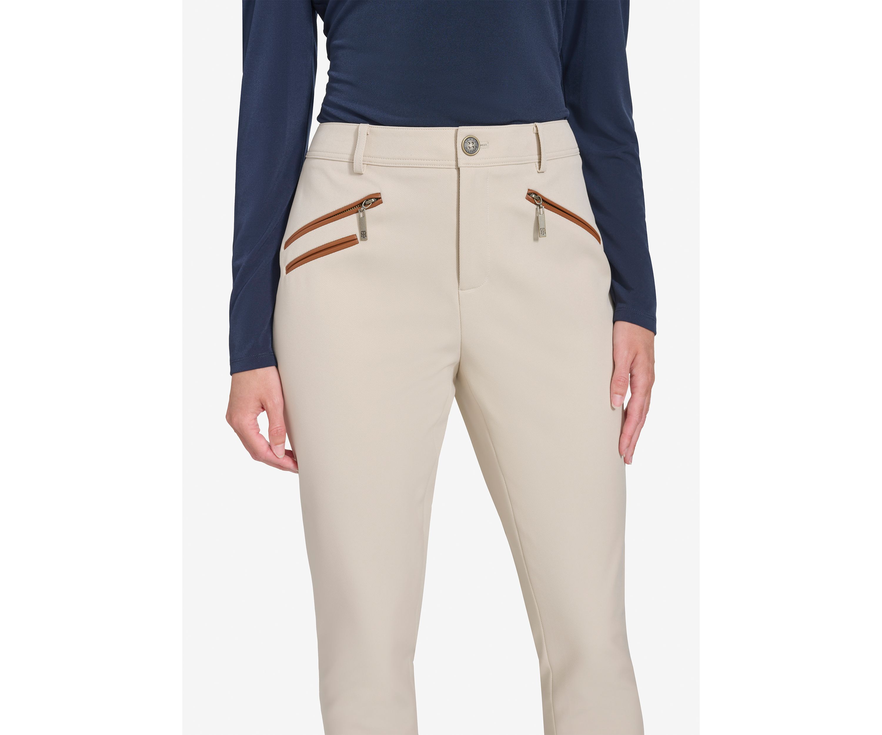 Womens Slim Ankle Pant with Zipper Pockets