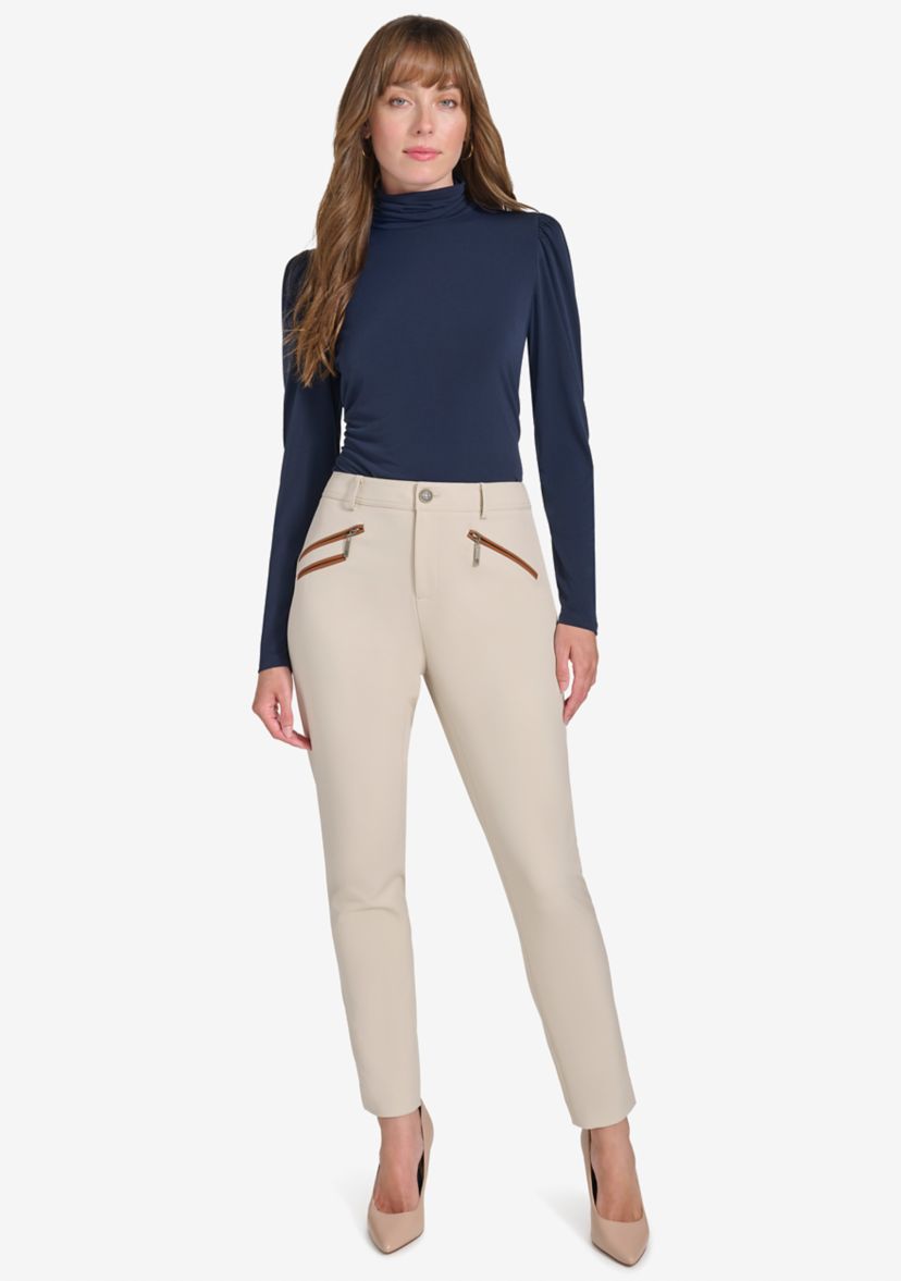 Womens Slim Ankle Pant with Zipper Pockets