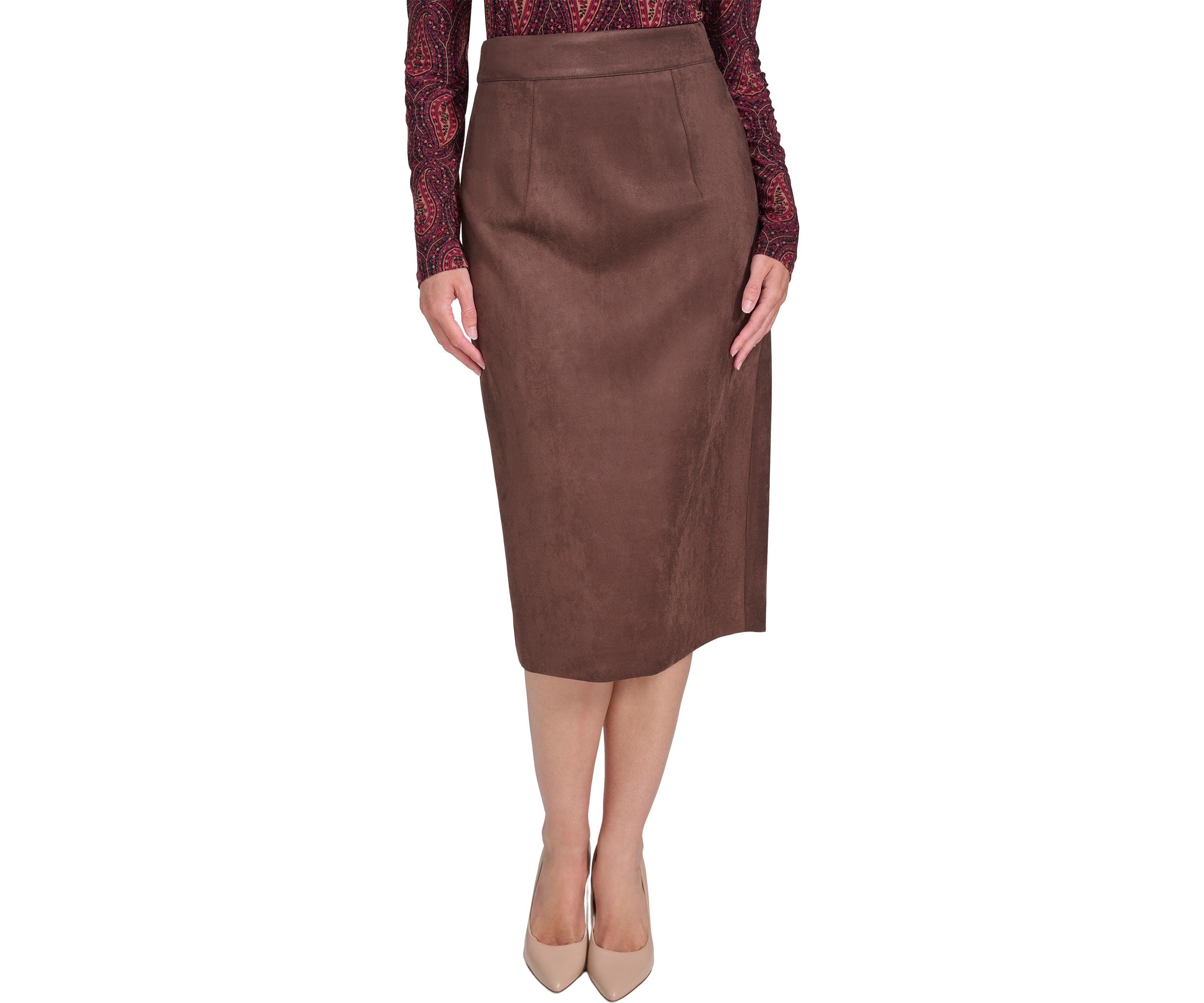 Faux Suede Pencil Skirt