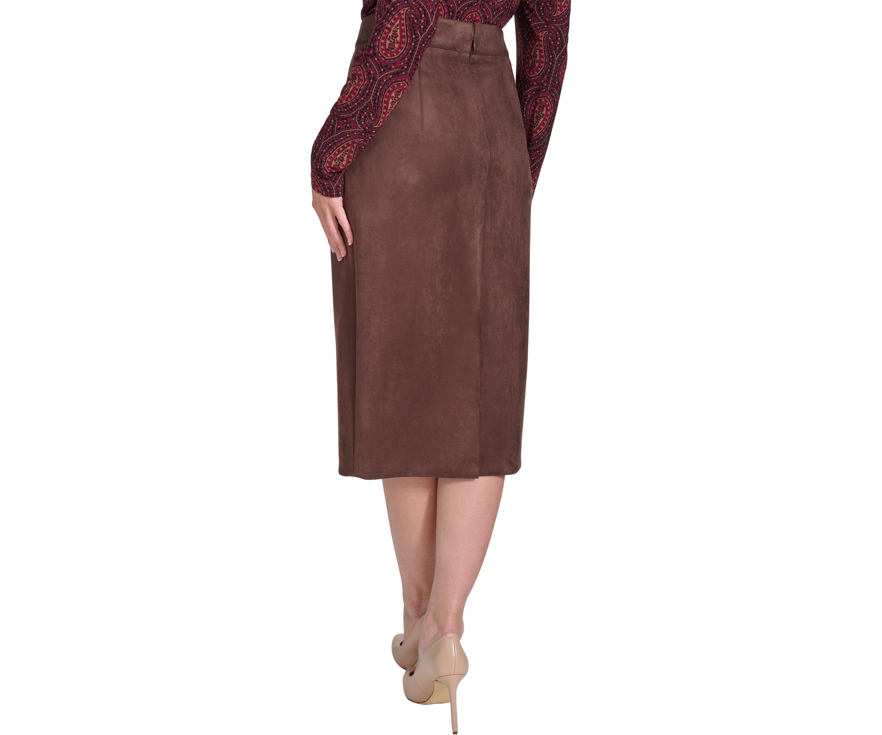 Faux Suede Pencil Skirt