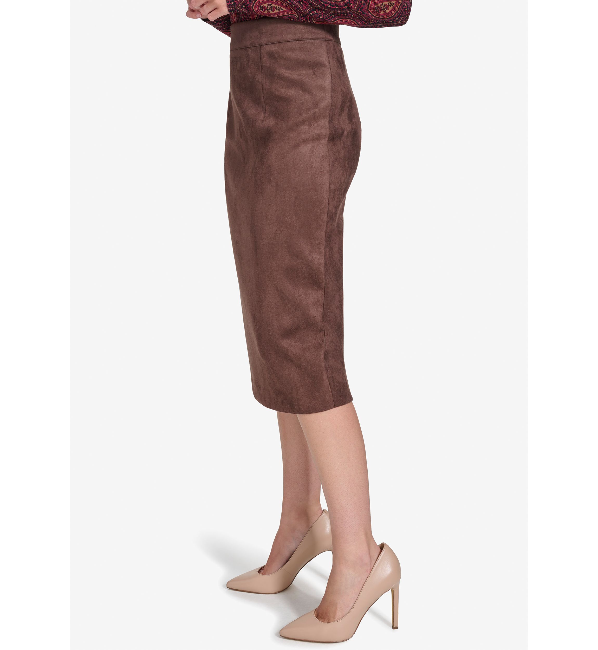 Faux Suede Pencil Skirt