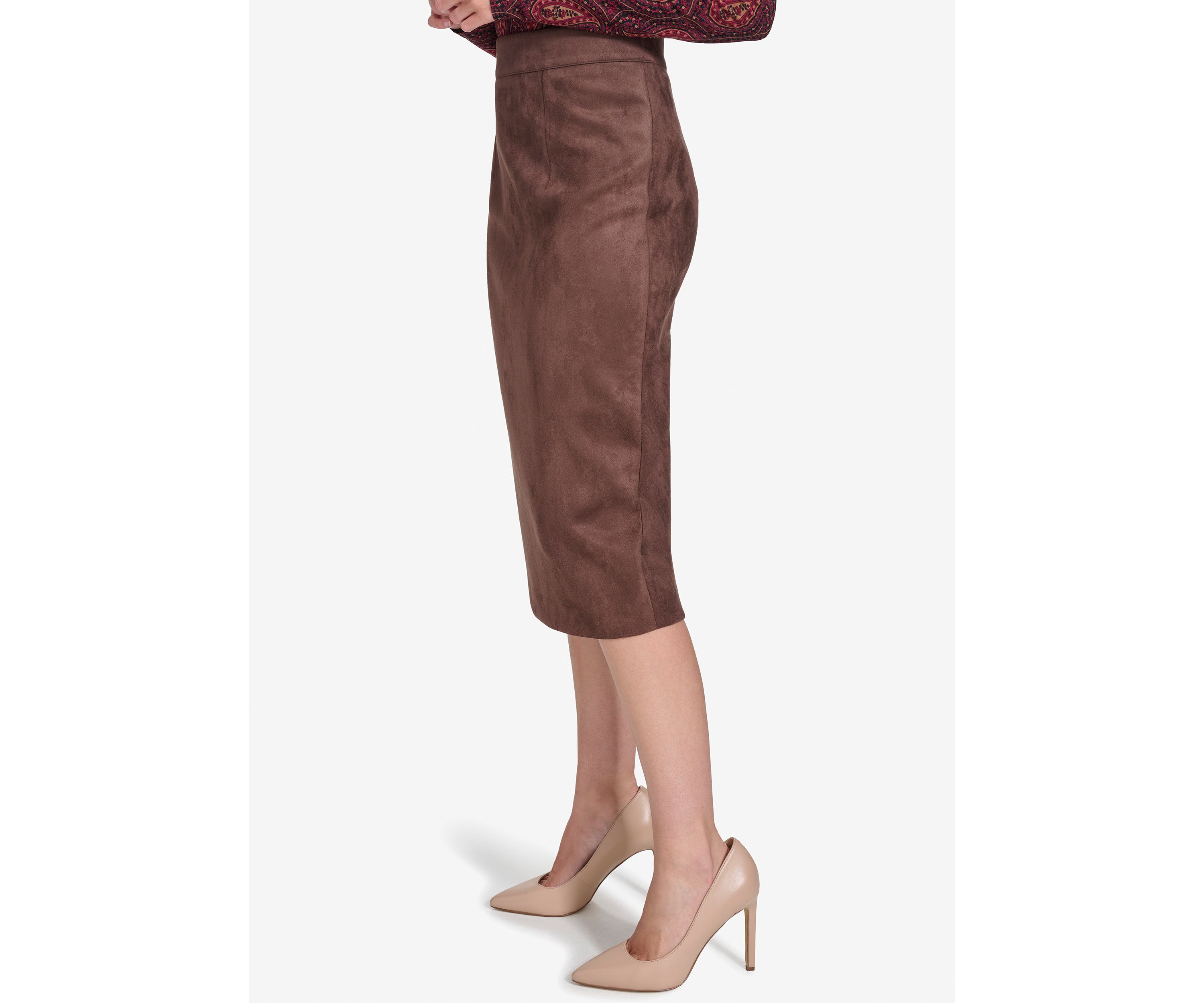 Faux Suede Pencil Skirt
