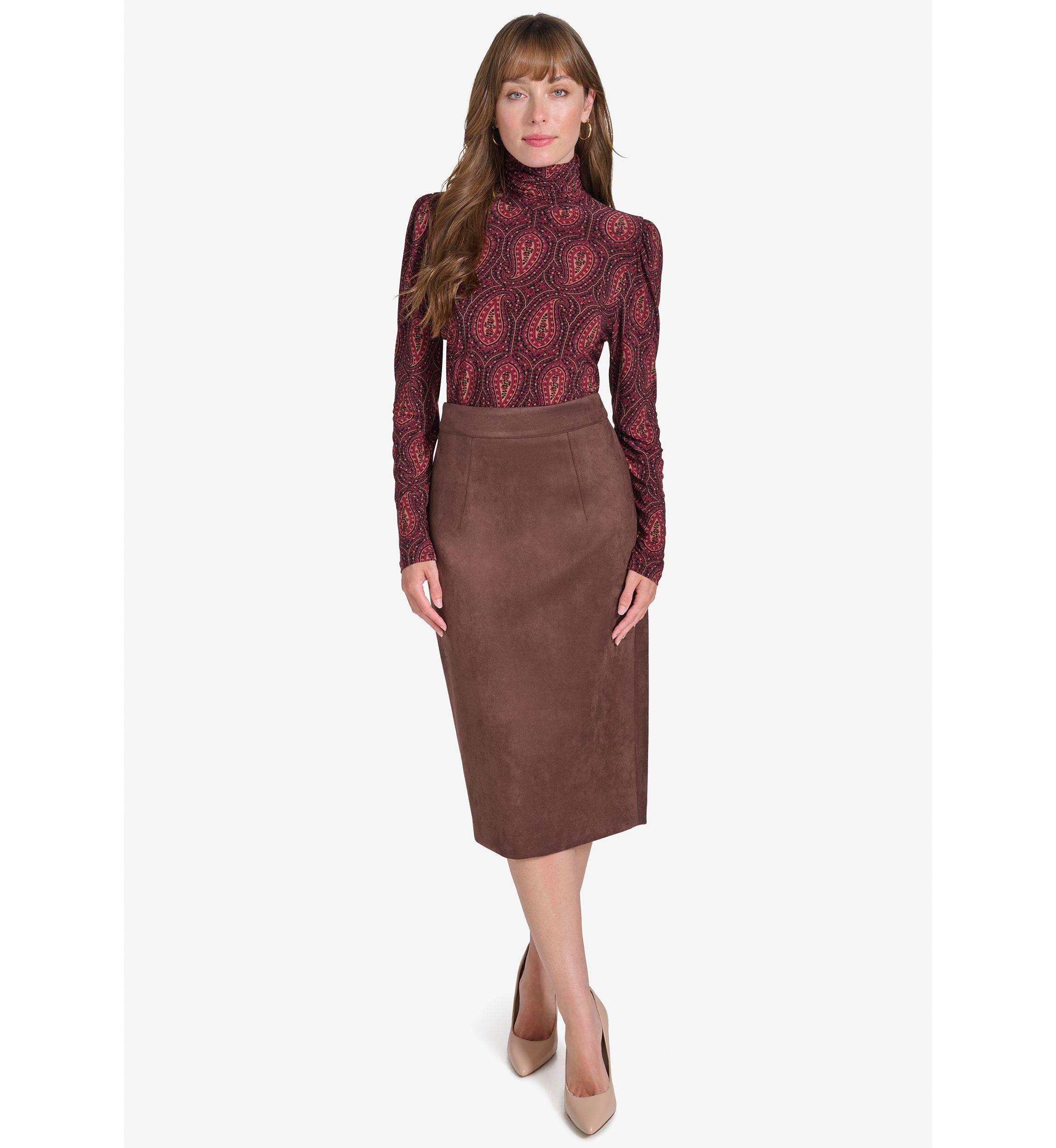 Faux Suede Pencil Skirt