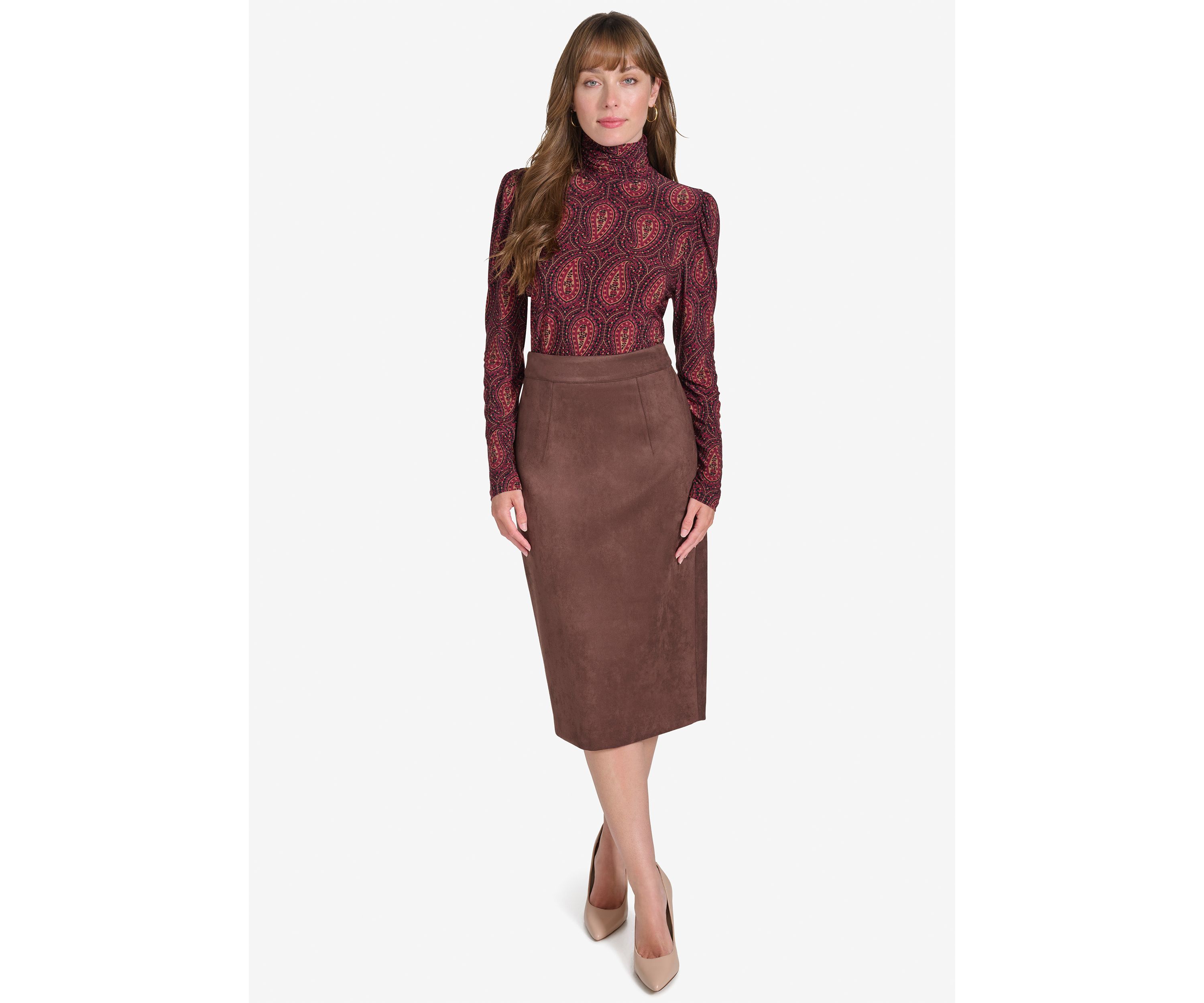 Faux Suede Pencil Skirt