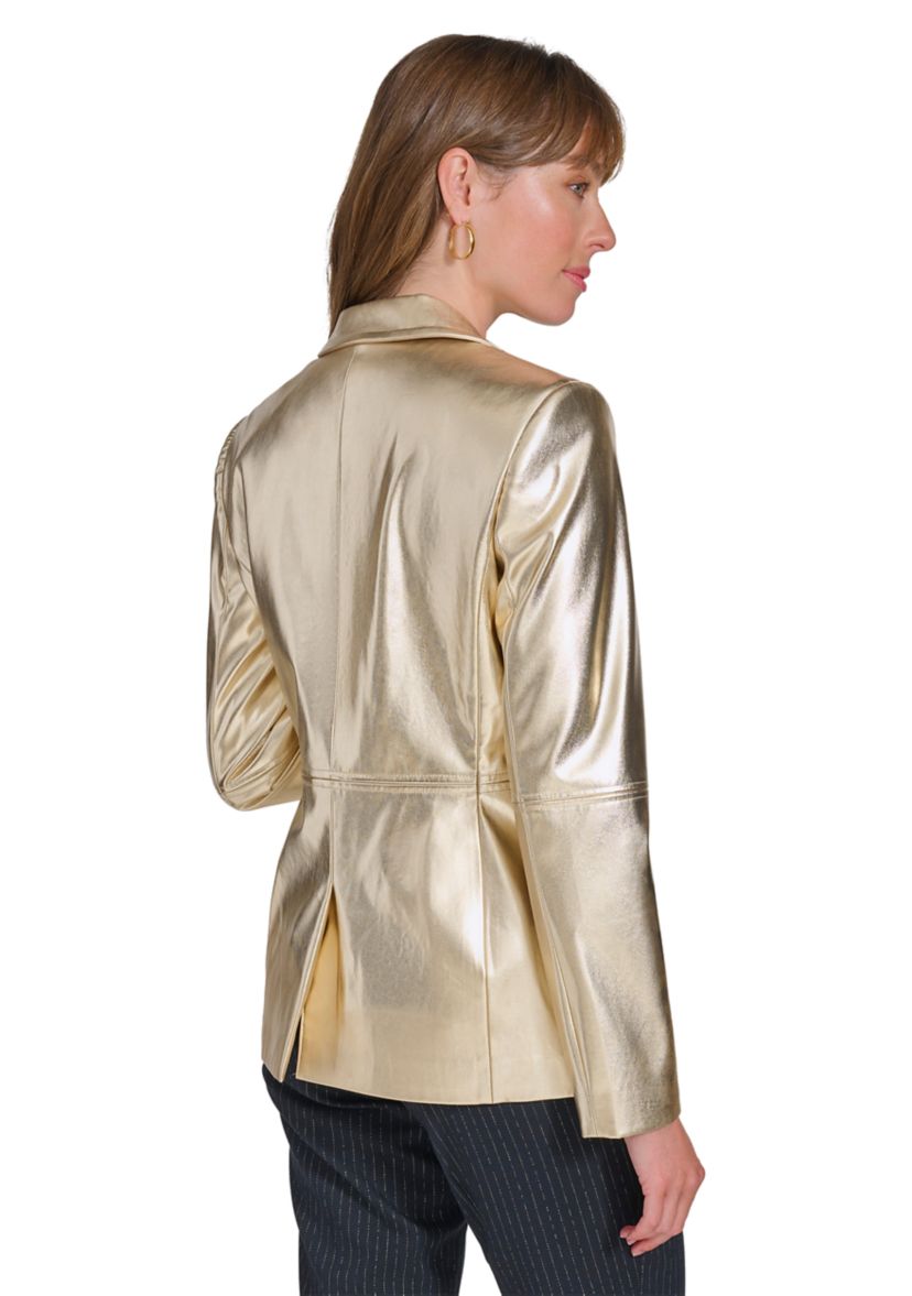 Womens One Button Gold Blazer