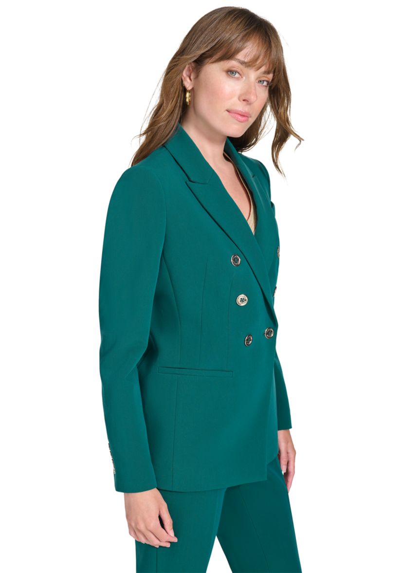 Womens Solid Double Breasted Blazer