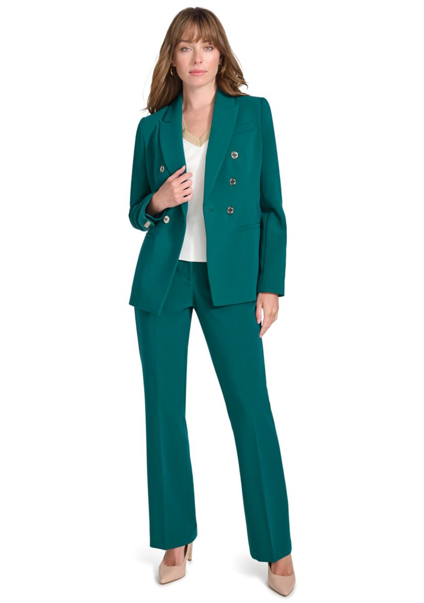 Womens Solid Double Breasted Blazer