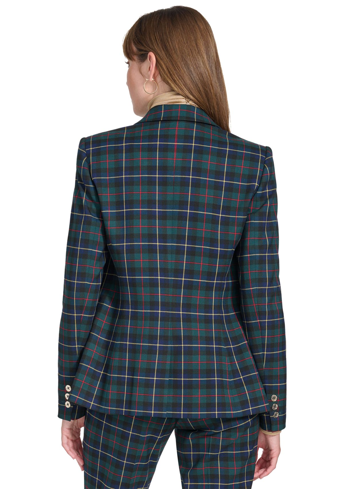 Womens Slim Fit Plaid Blazer