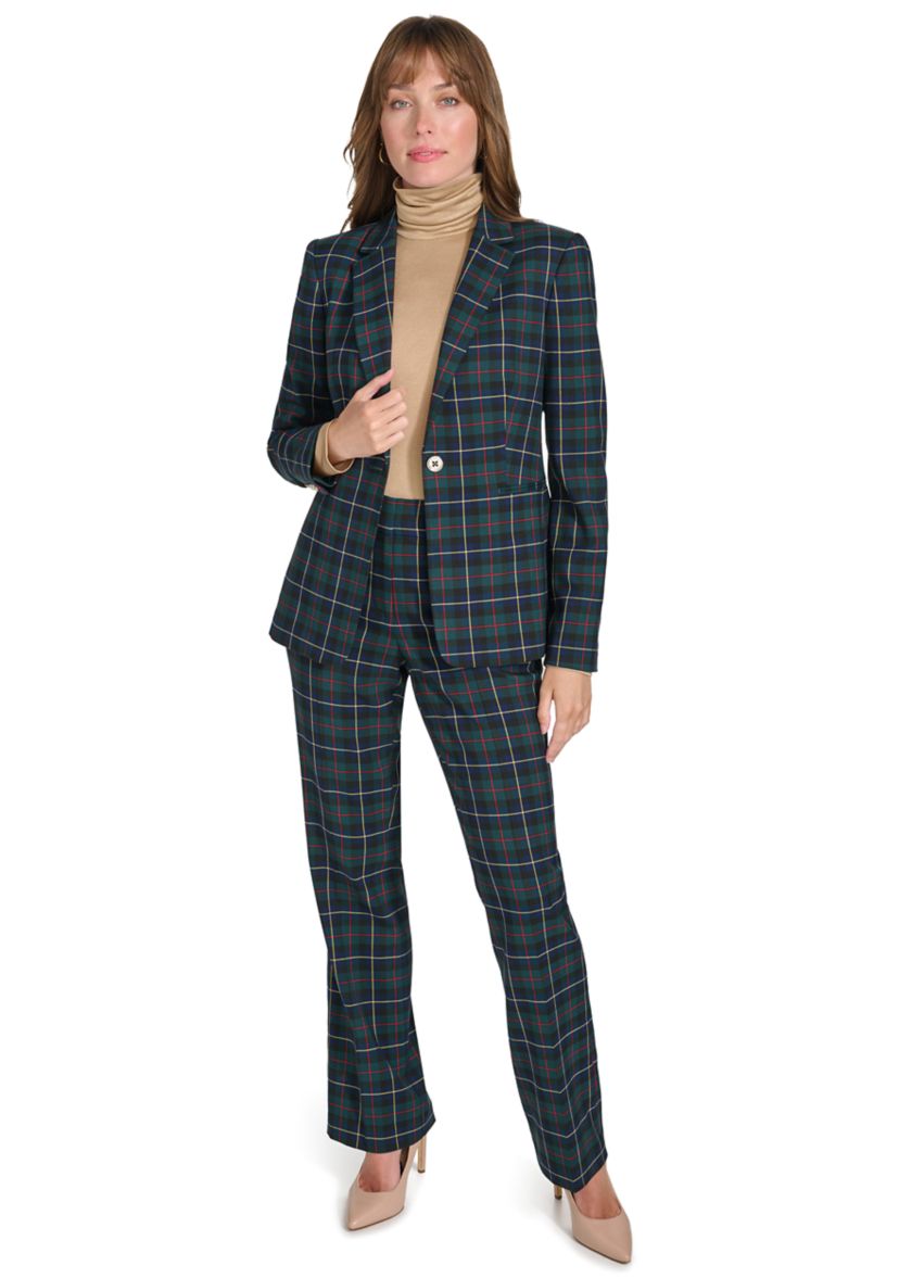 Womens Slim Fit Plaid Blazer