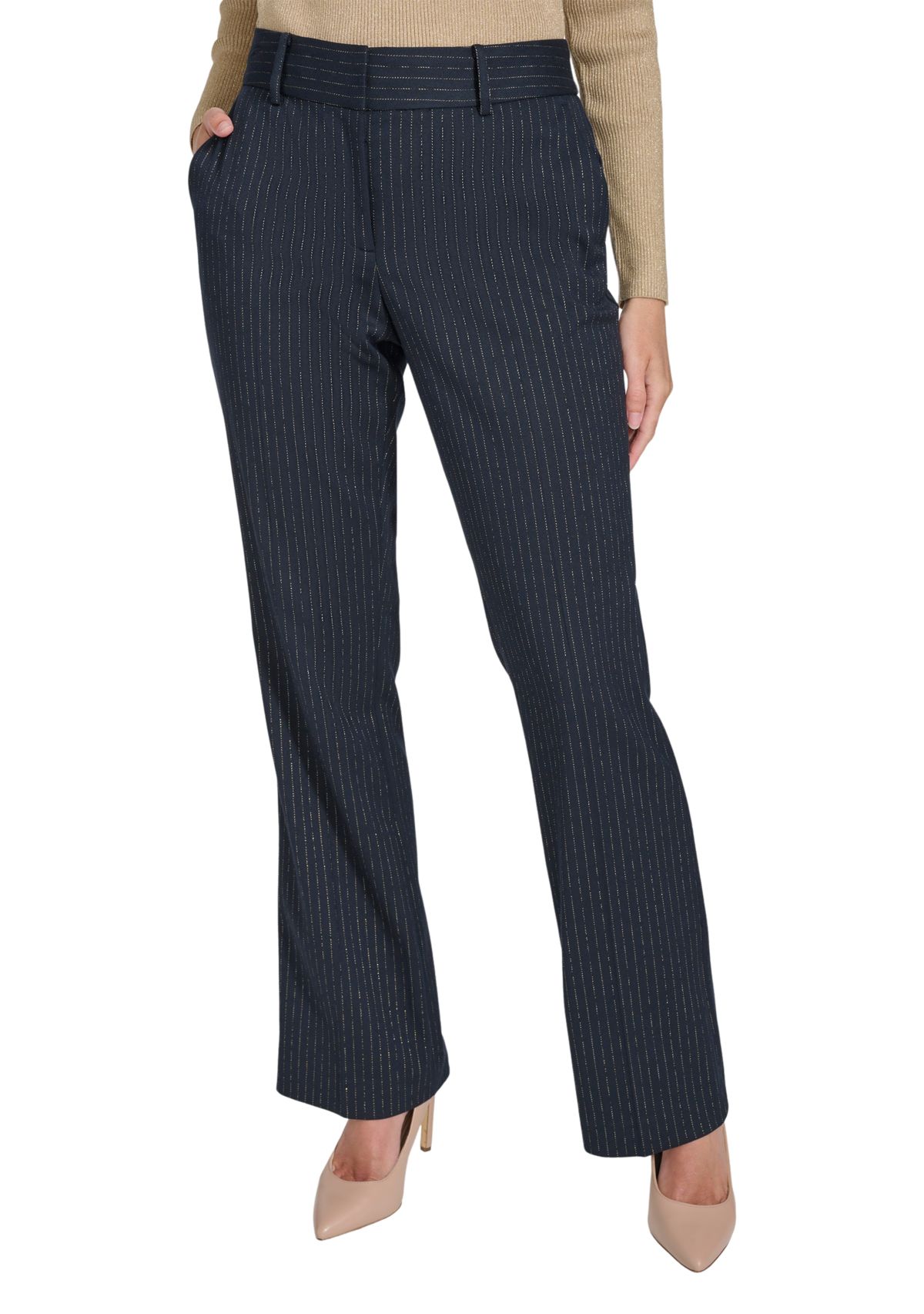 Womens Lurex Pinstripe Sutton Bootcut Trouser Pants