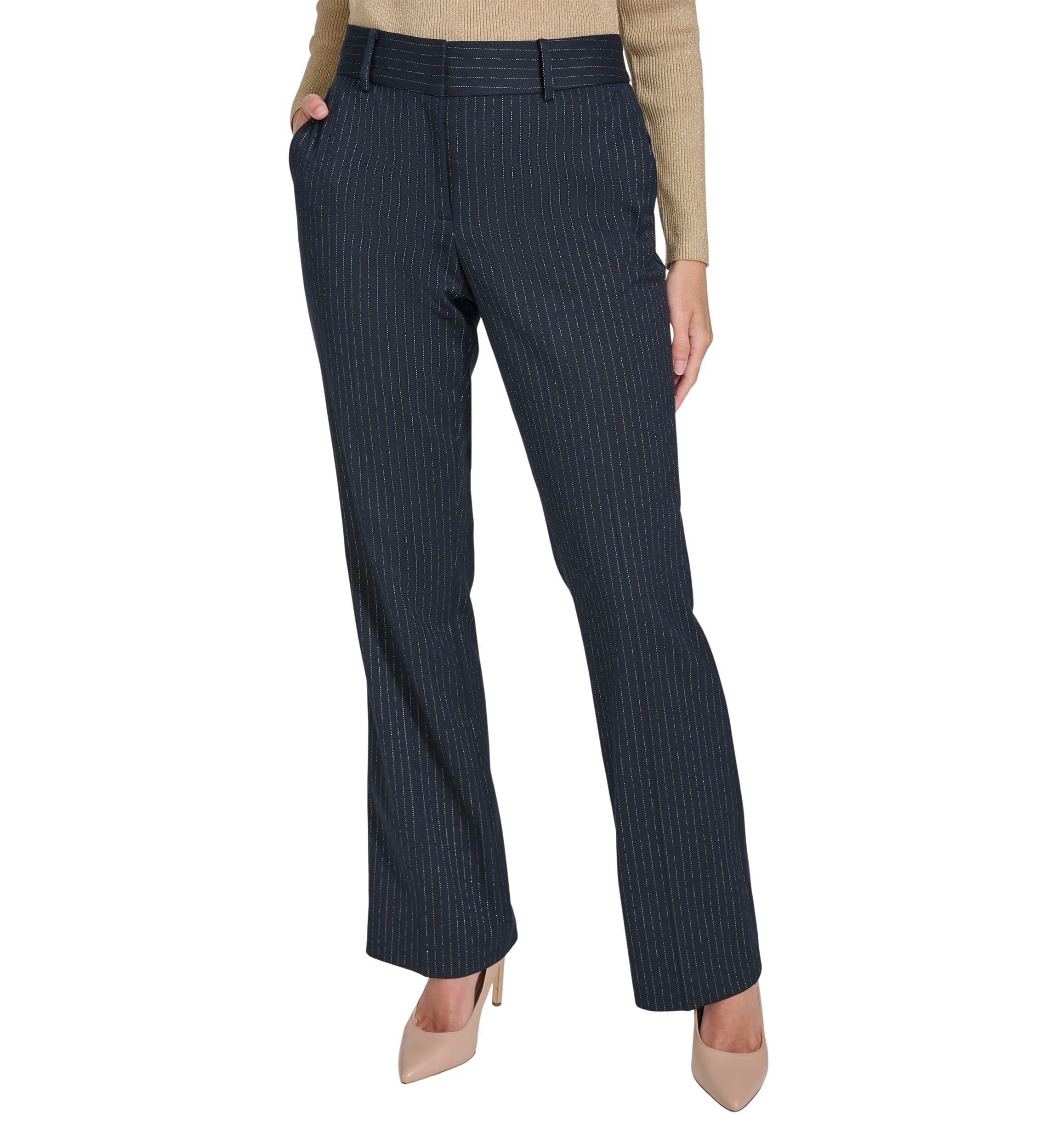 Womens Lurex Pinstripe Sutton Bootcut Trouser Pants