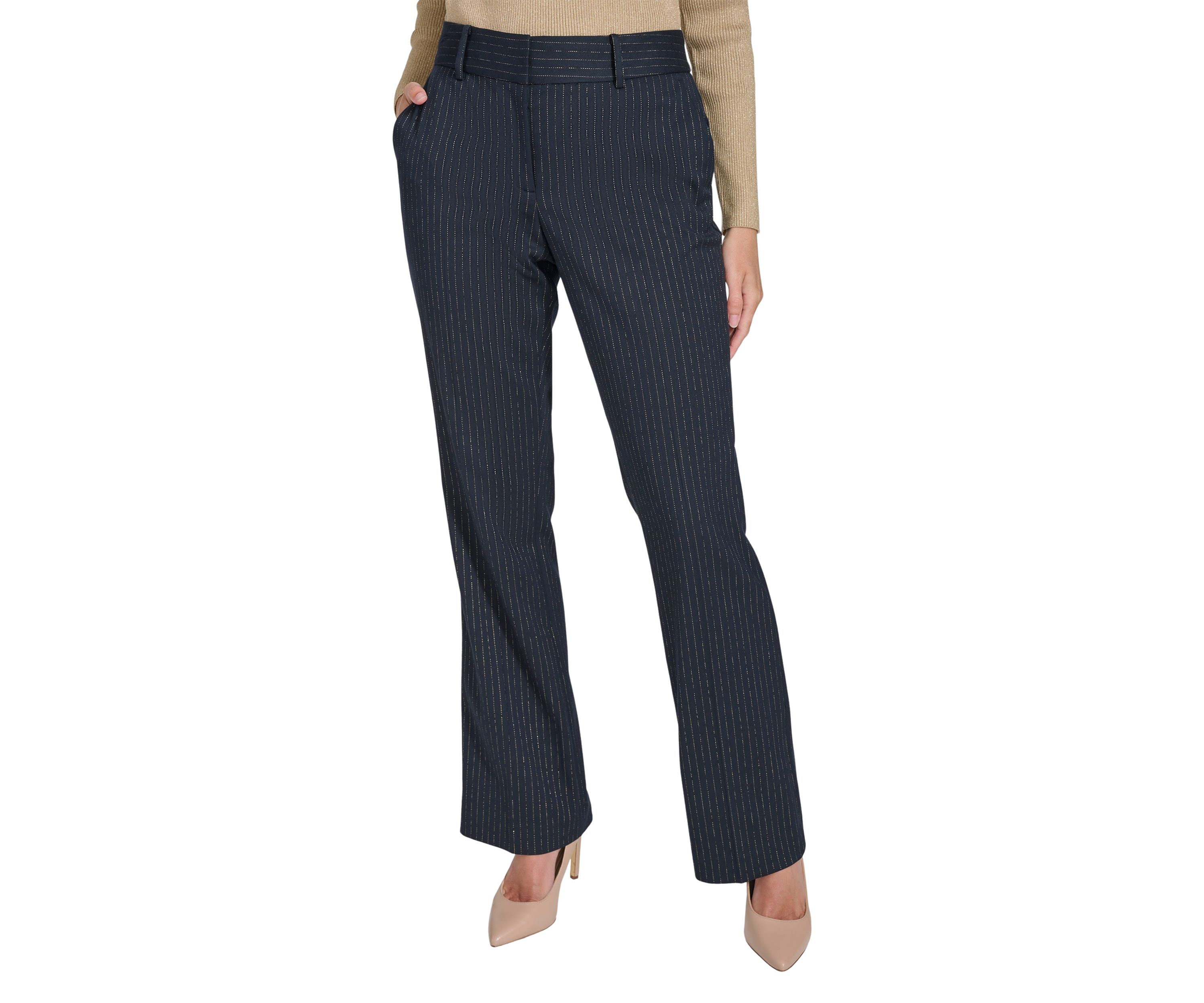 Womens Lurex Pinstripe Sutton Bootcut Trouser Pants