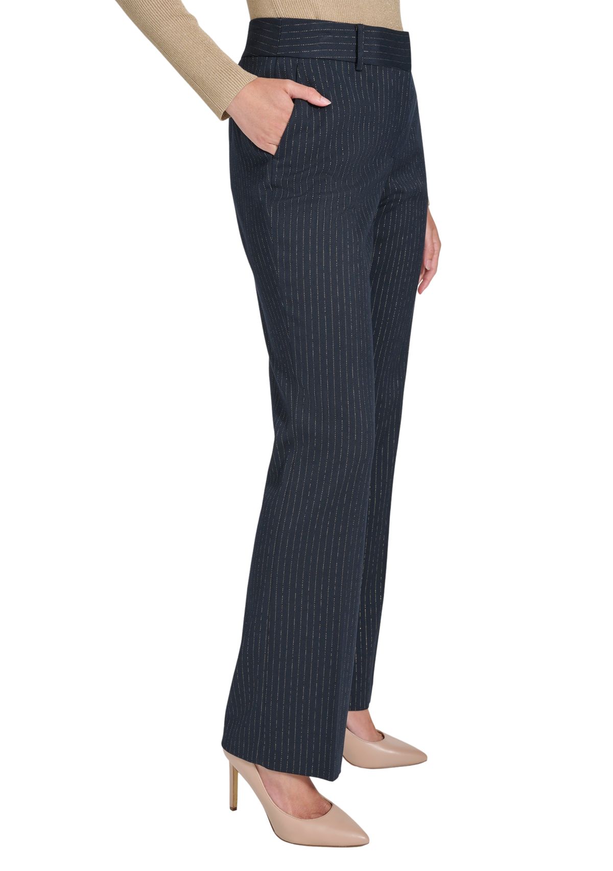 Womens Lurex Pinstripe Sutton Bootcut Trouser Pants
