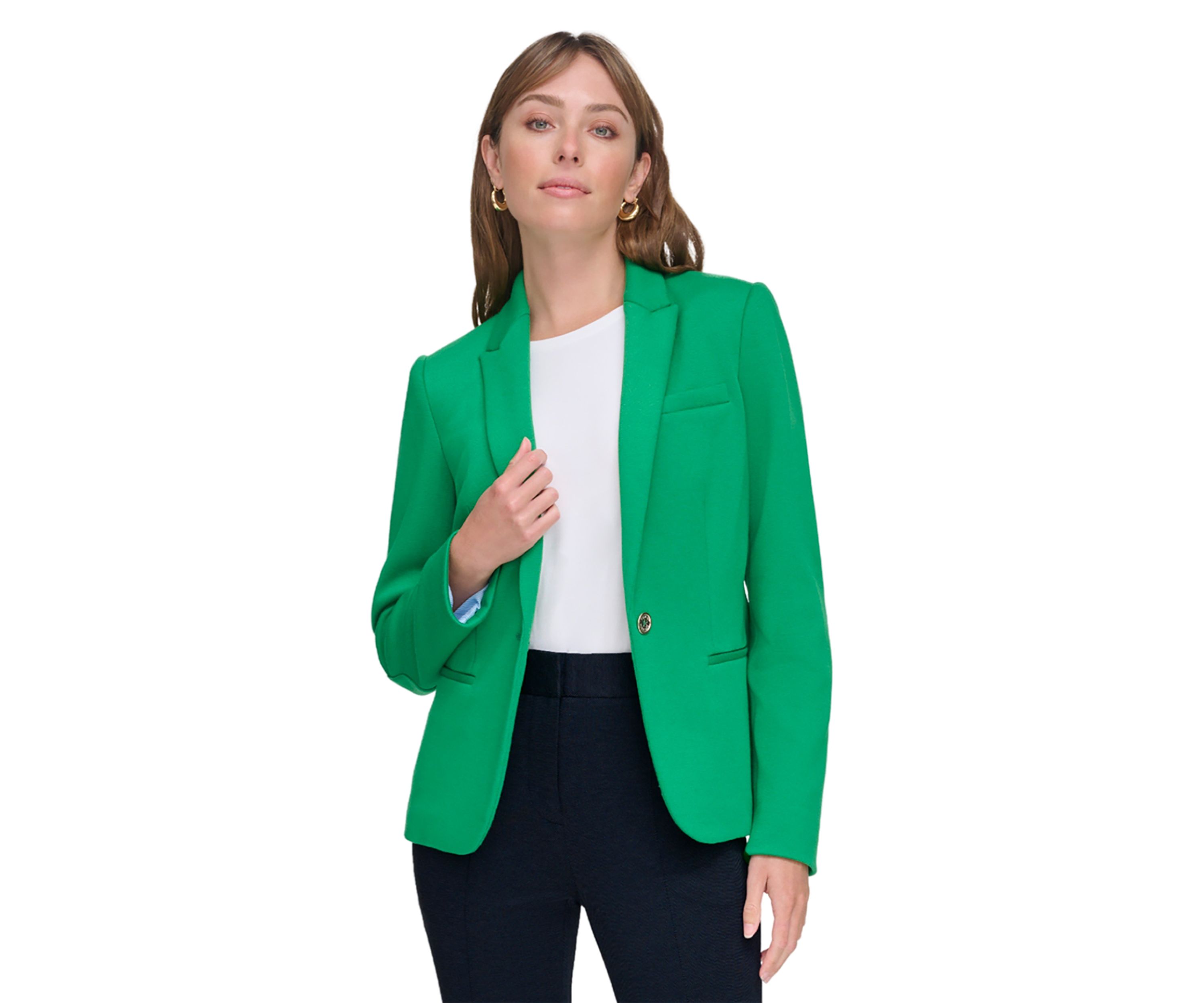 Womens Textured One Button Blazer