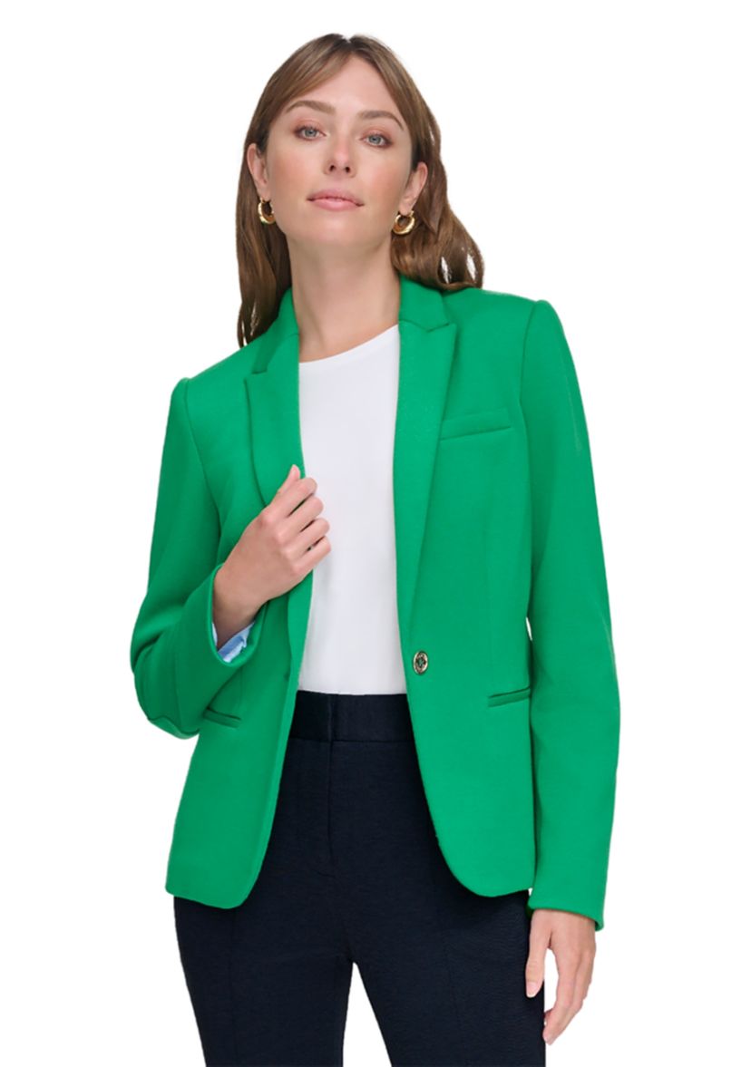 Womens Textured One Button Blazer