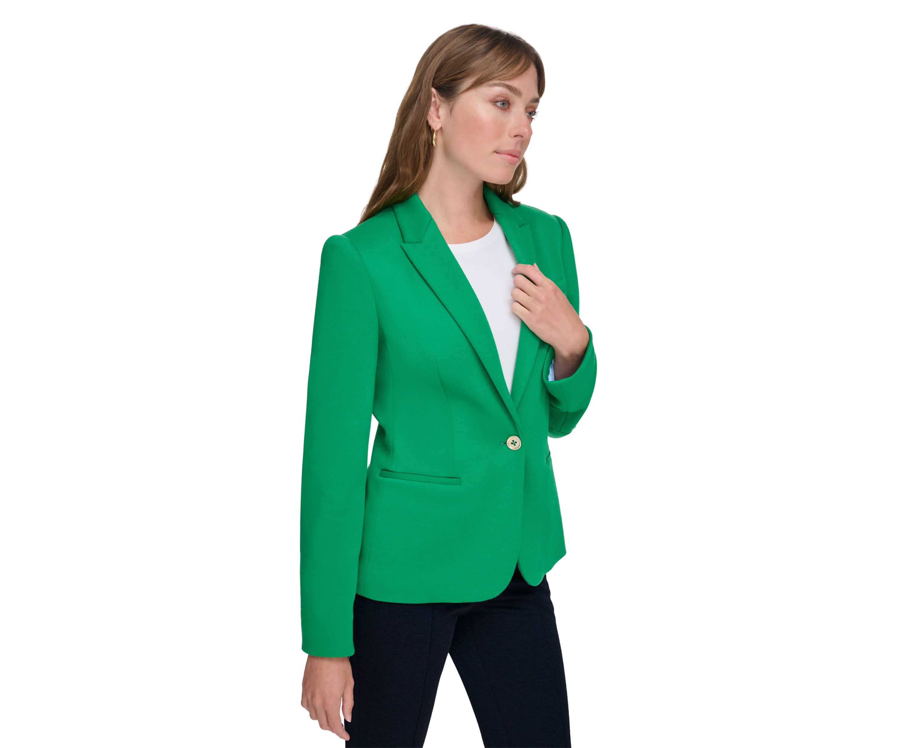 Womens Textured One Button Blazer