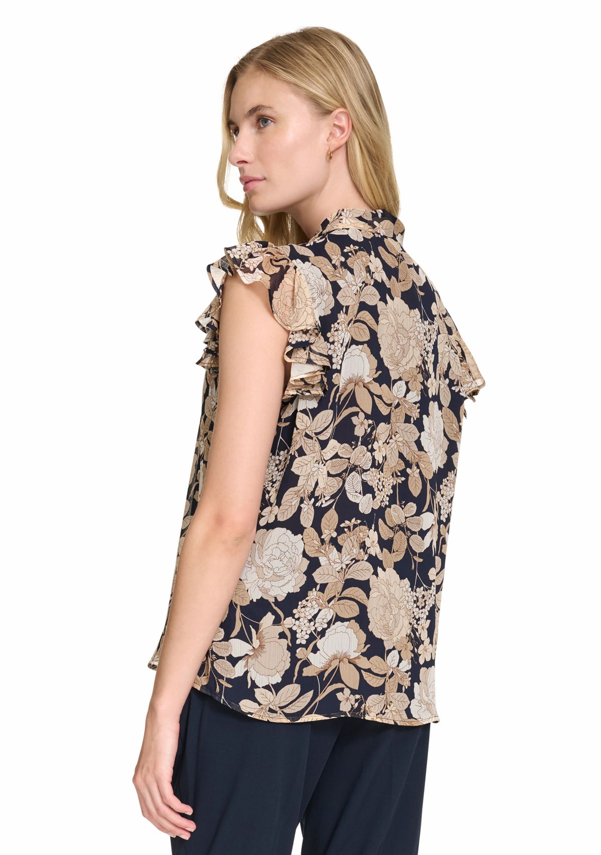 Womens Garden Floral Bow Blouse