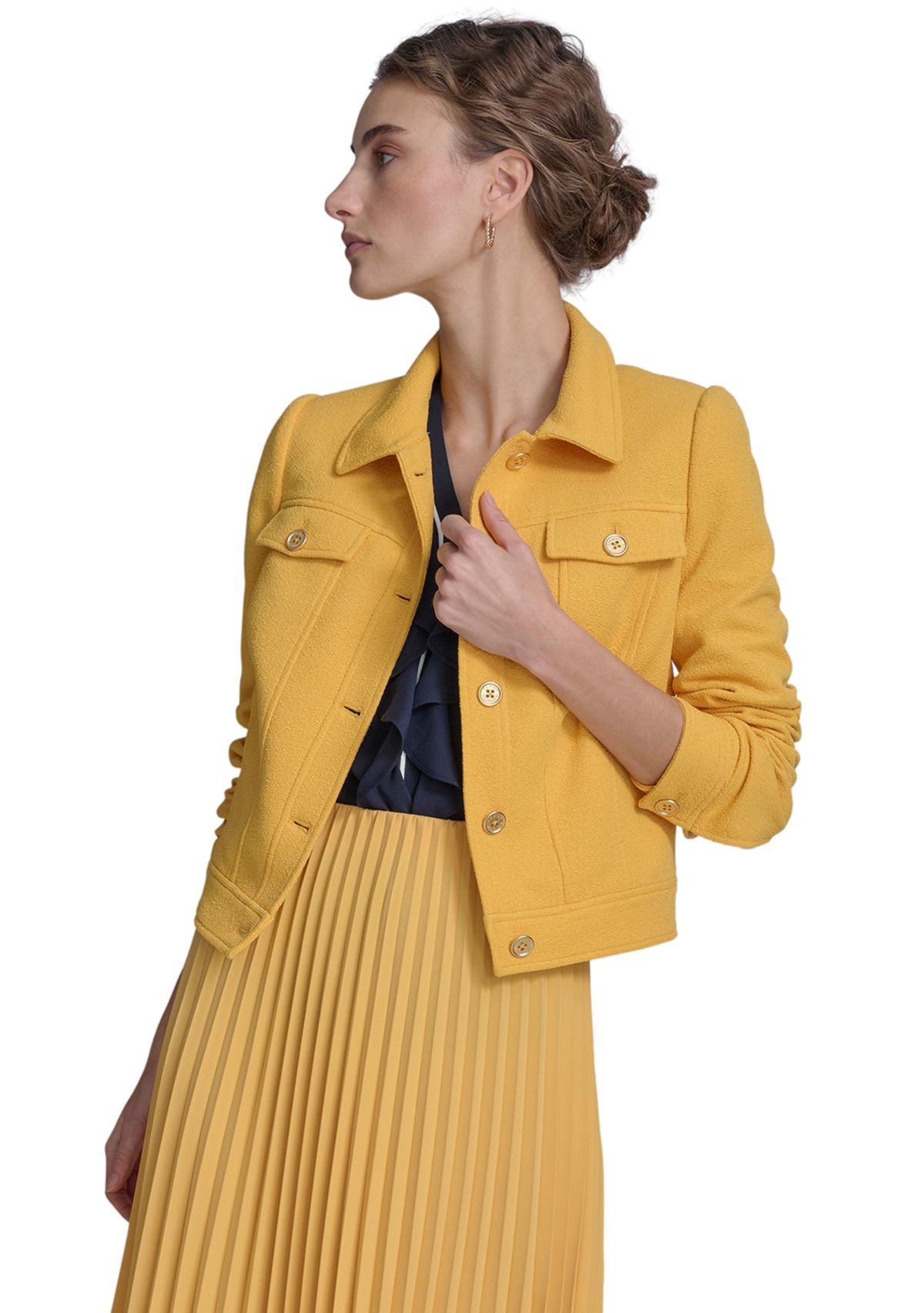 Womens Bouclé Trucker Jacket