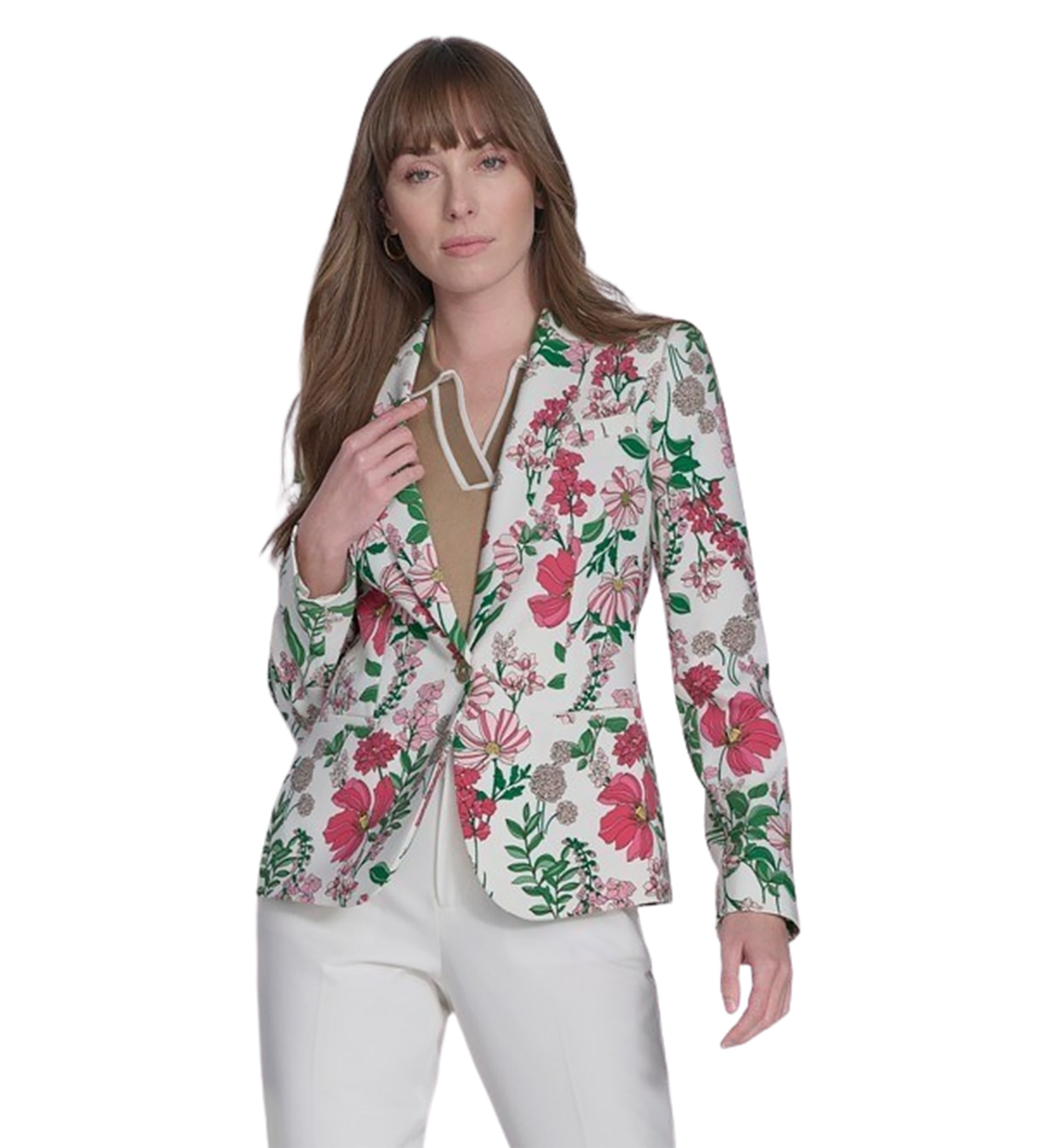 Womens Floral One Button Blazer