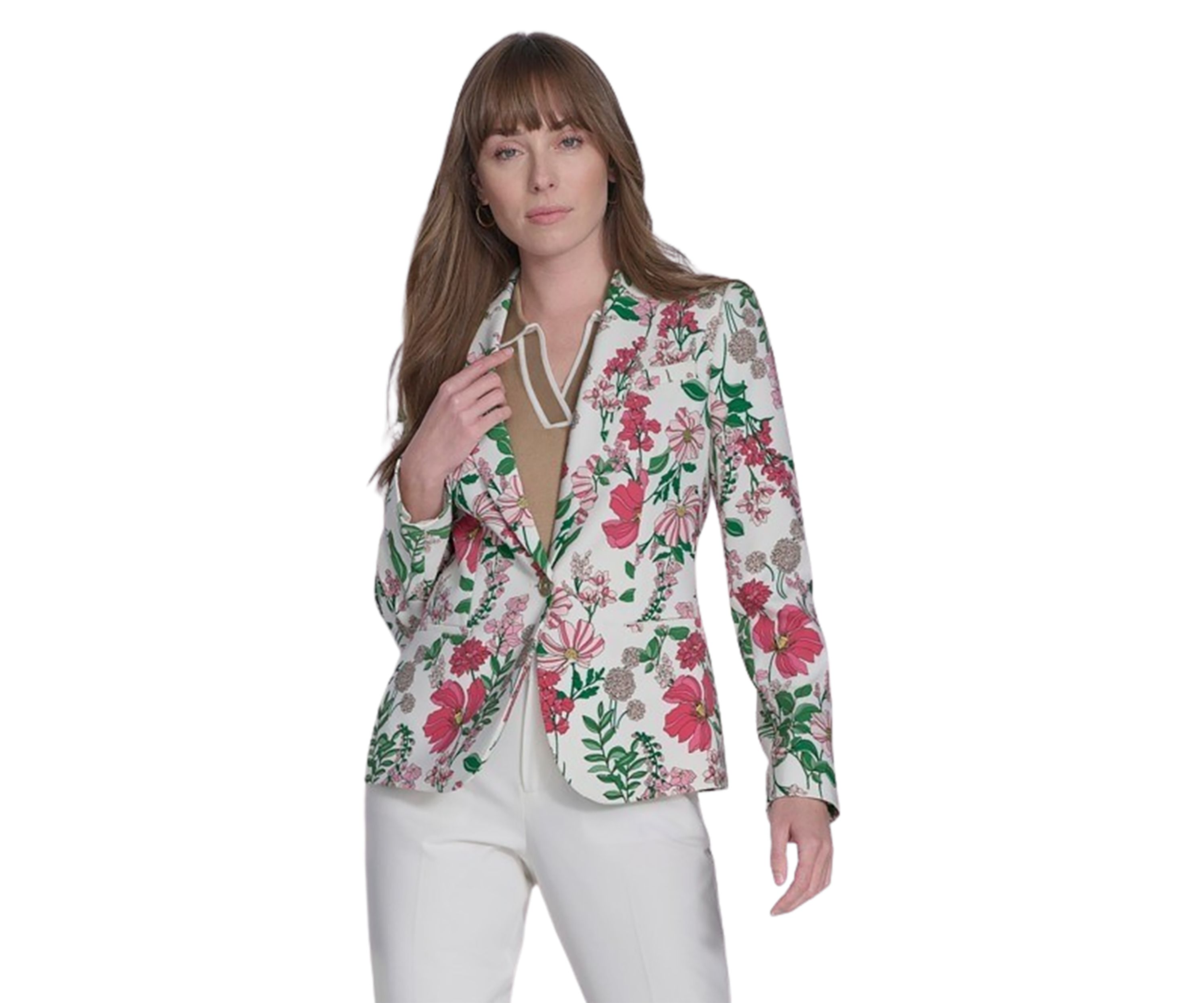 Womens Floral One Button Blazer