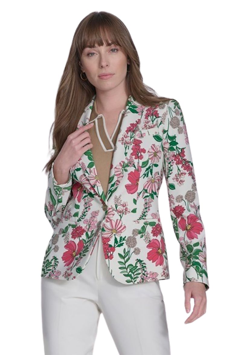 Womens Floral One Button Blazer