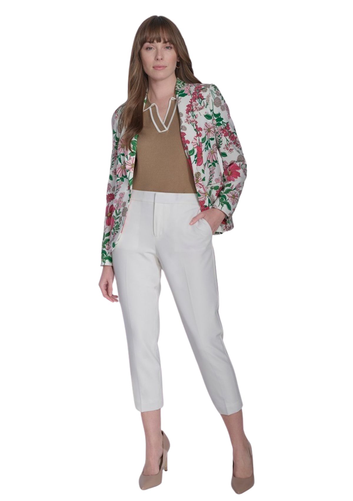 Womens Floral One Button Blazer