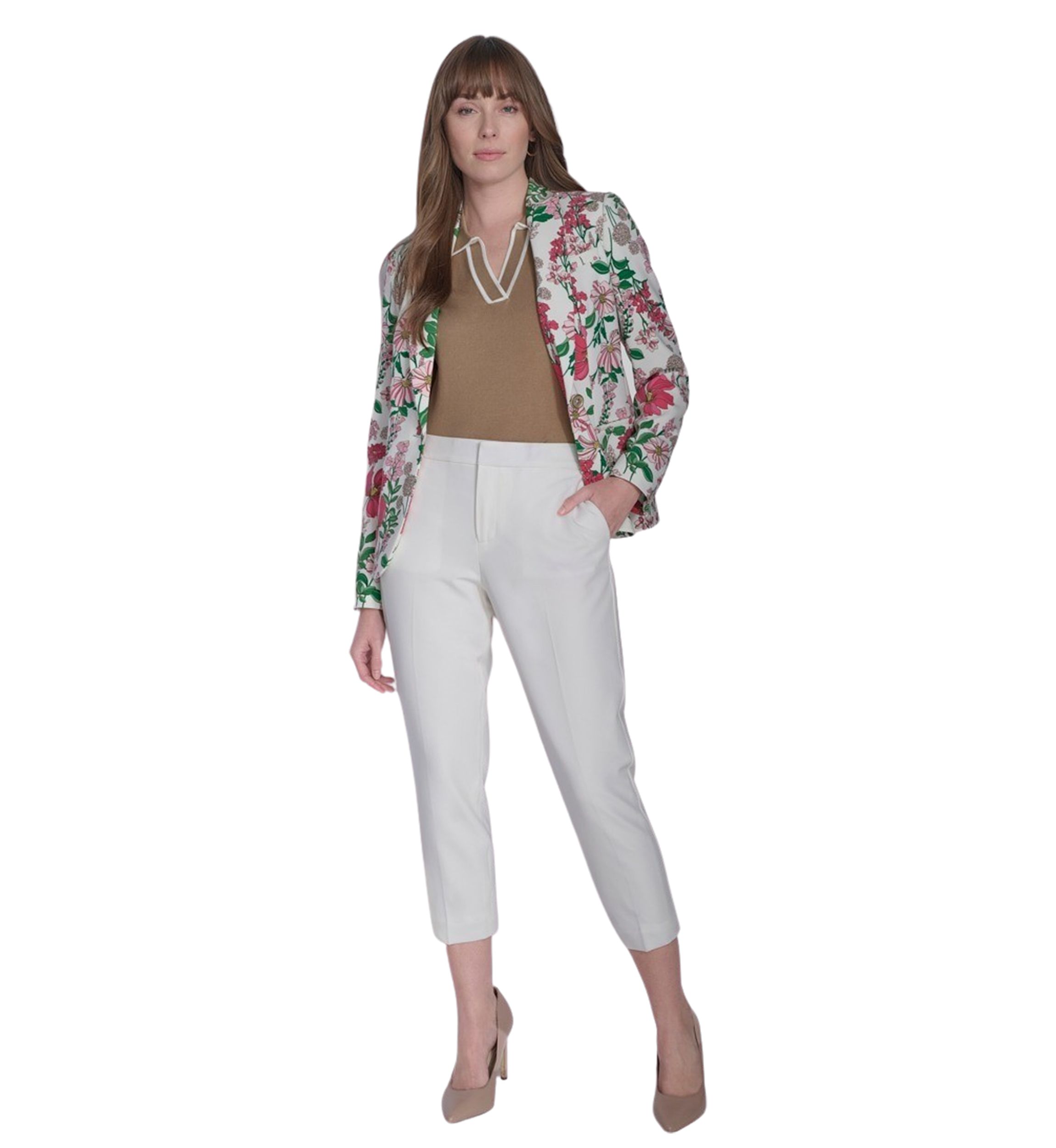 Womens Floral One Button Blazer